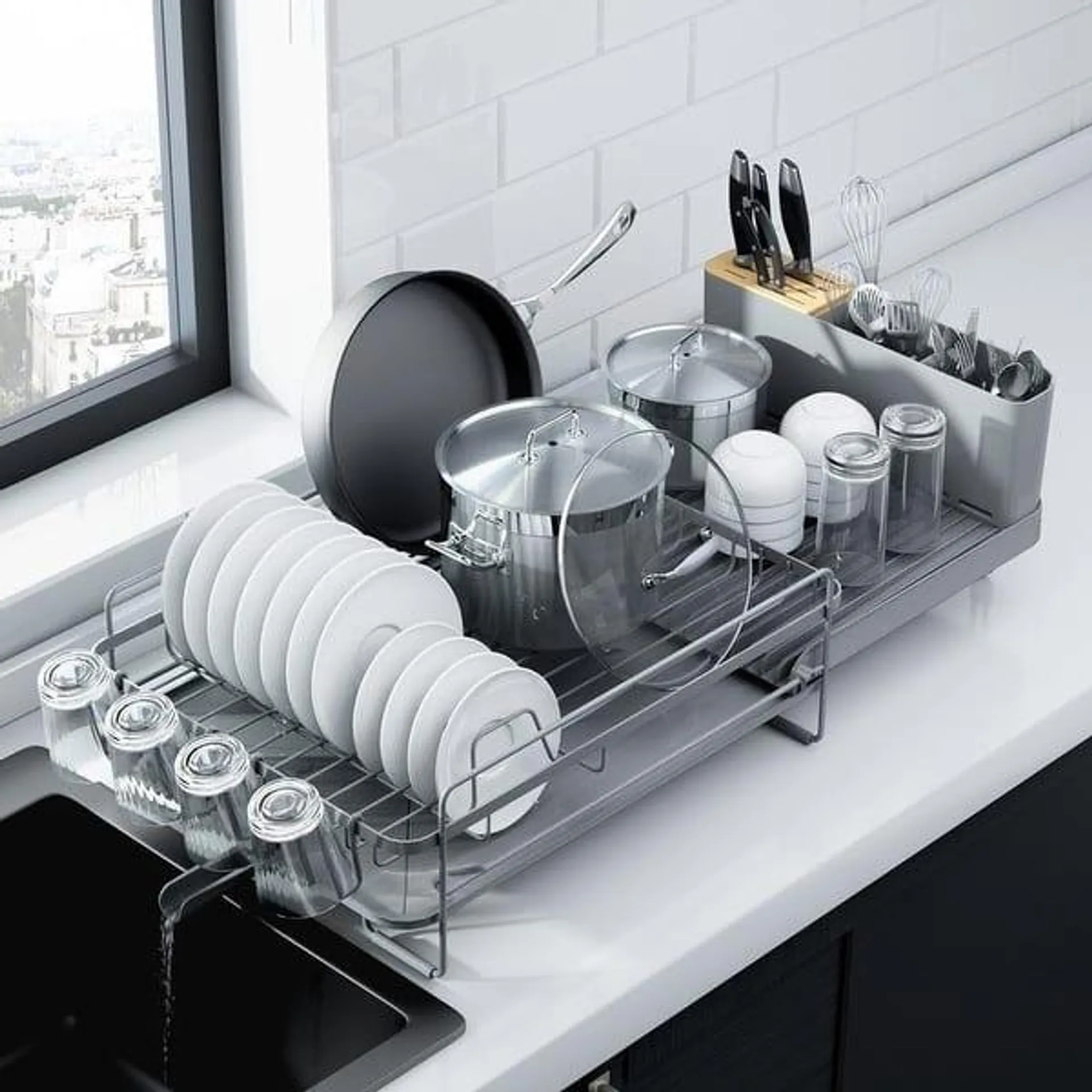 26.7'' Kitsure Large Dish Drying Rack - Extendable Dish Rack