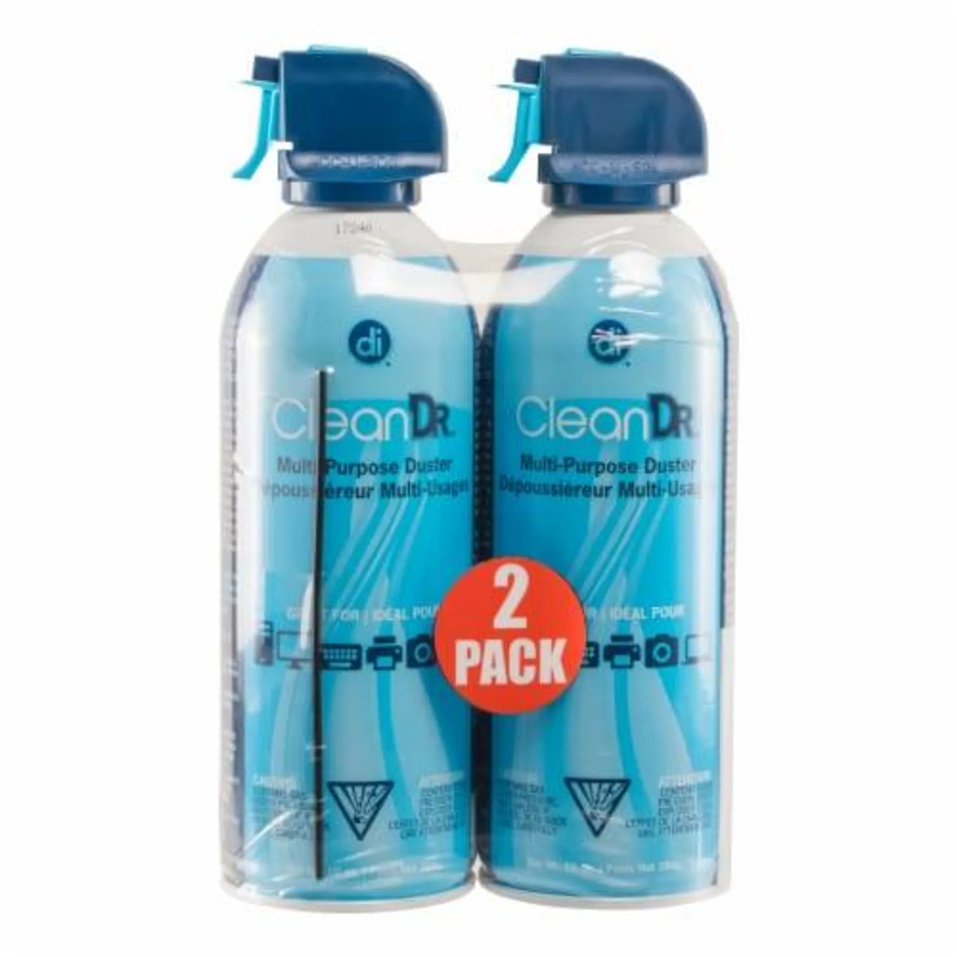 Digital Innovations CleanDr Canned Air Multi-Purpose Duster - 2 pk - Blue/White