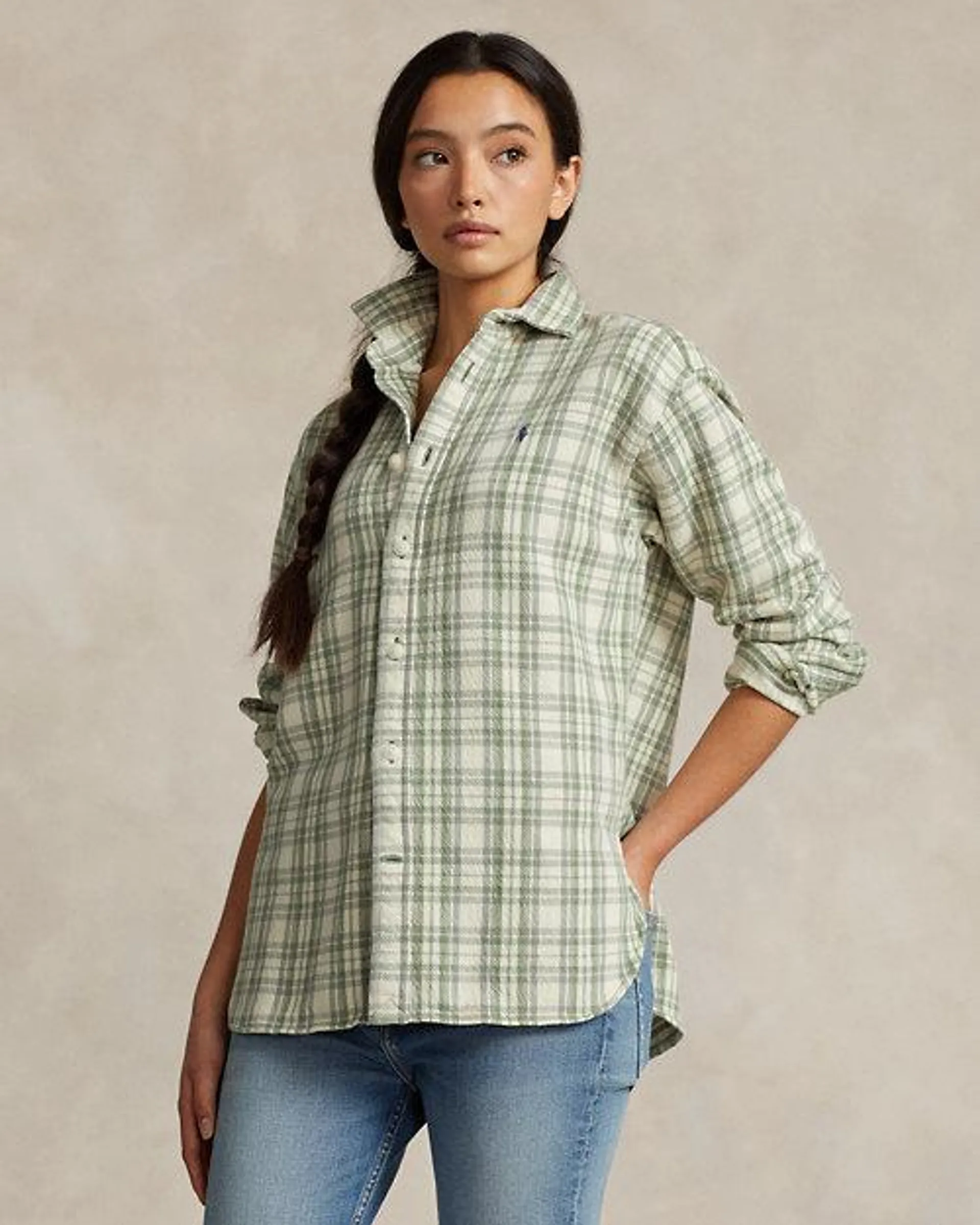 Relaxed Fit Plaid Cotton Shirt