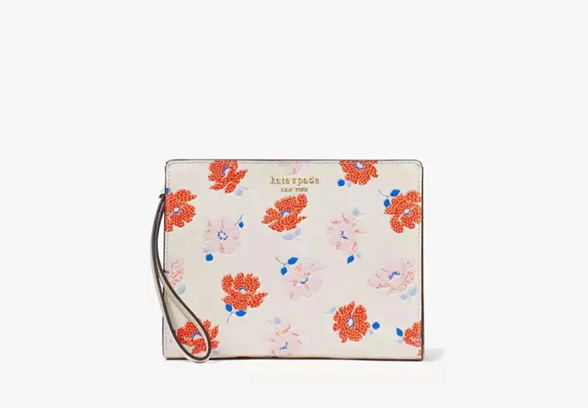 Morgan Dotty Floral Embossed Gusseted Wristlet