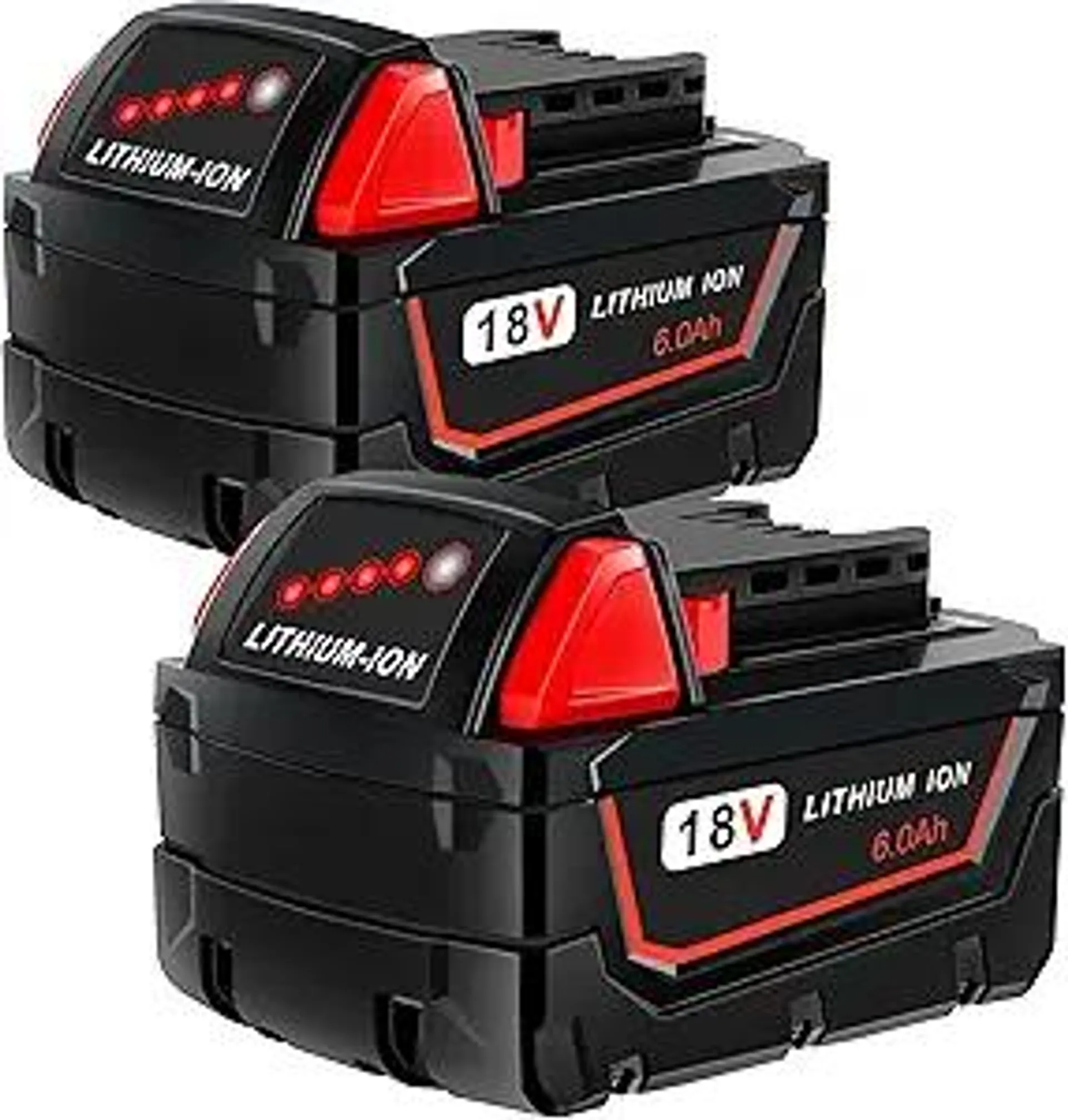 2 Pack 6.0Ah 18V Lithium Replacement Batteries Replacement for Milwaukee M18 Battery, Perfectly Compatible with Milwaukee 18-Volt Original Charger