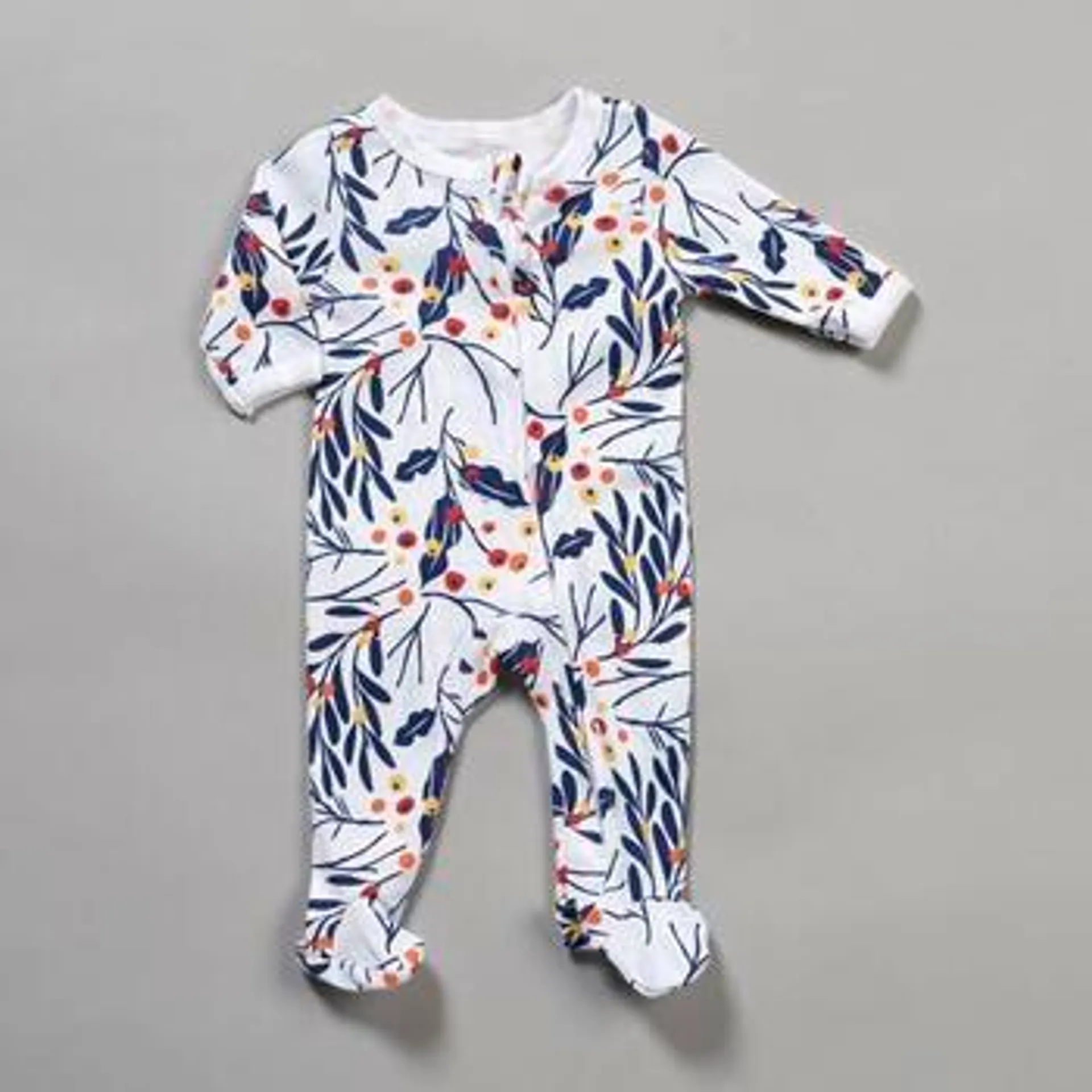 Baby Girl (NB-9M) Mini Hop Leaf & Berry Zip Footie Pajamas