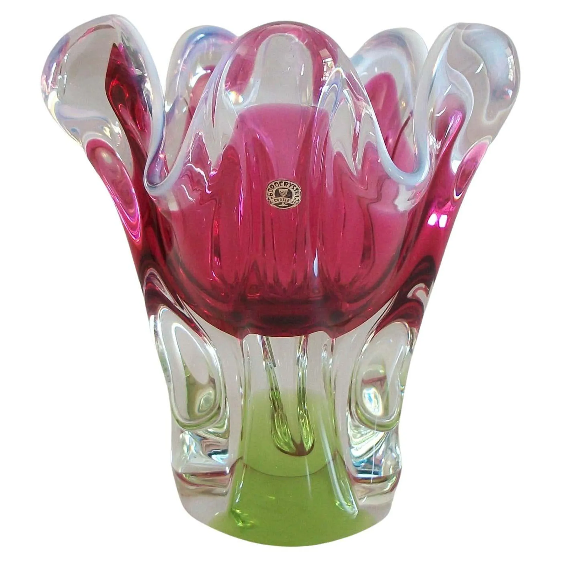 JOSEF HOSPODKA - BOROCRYSTAL - Mid Century Glass Vase - Czechia - Circa 1950