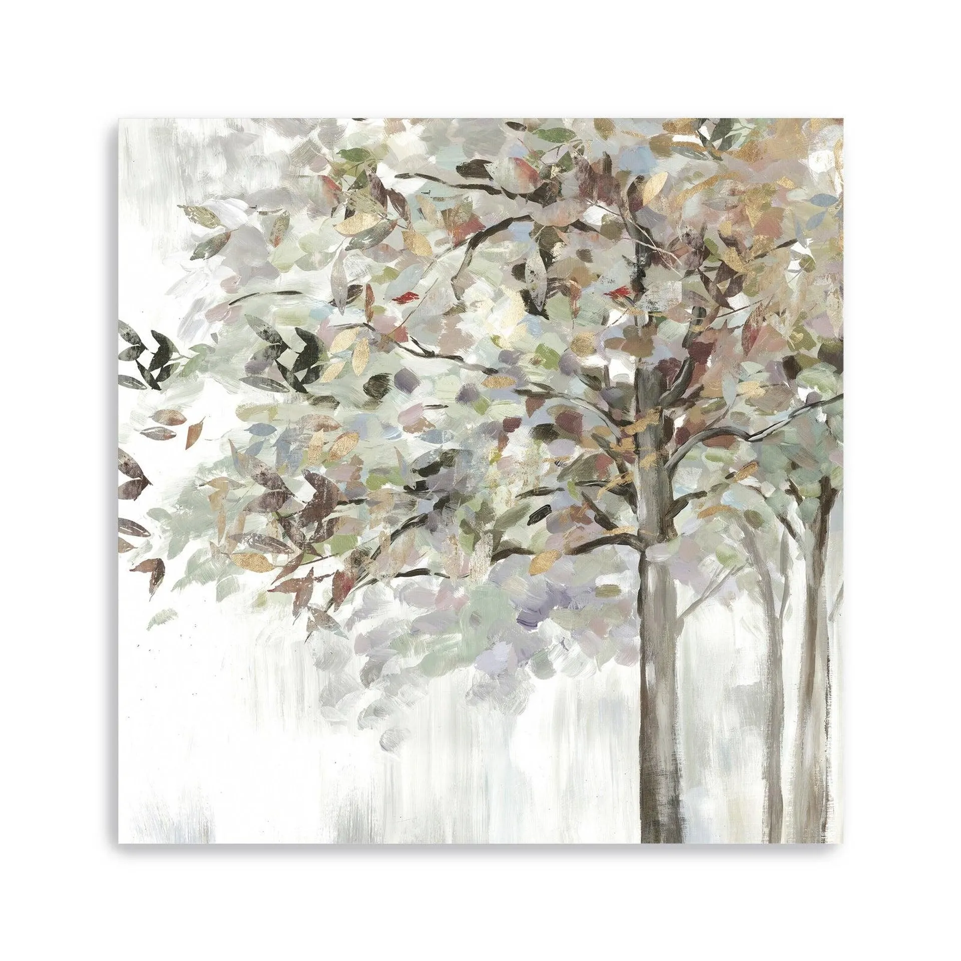 Autumn'S Leaves Neutral Canvas Giclee Wall Art