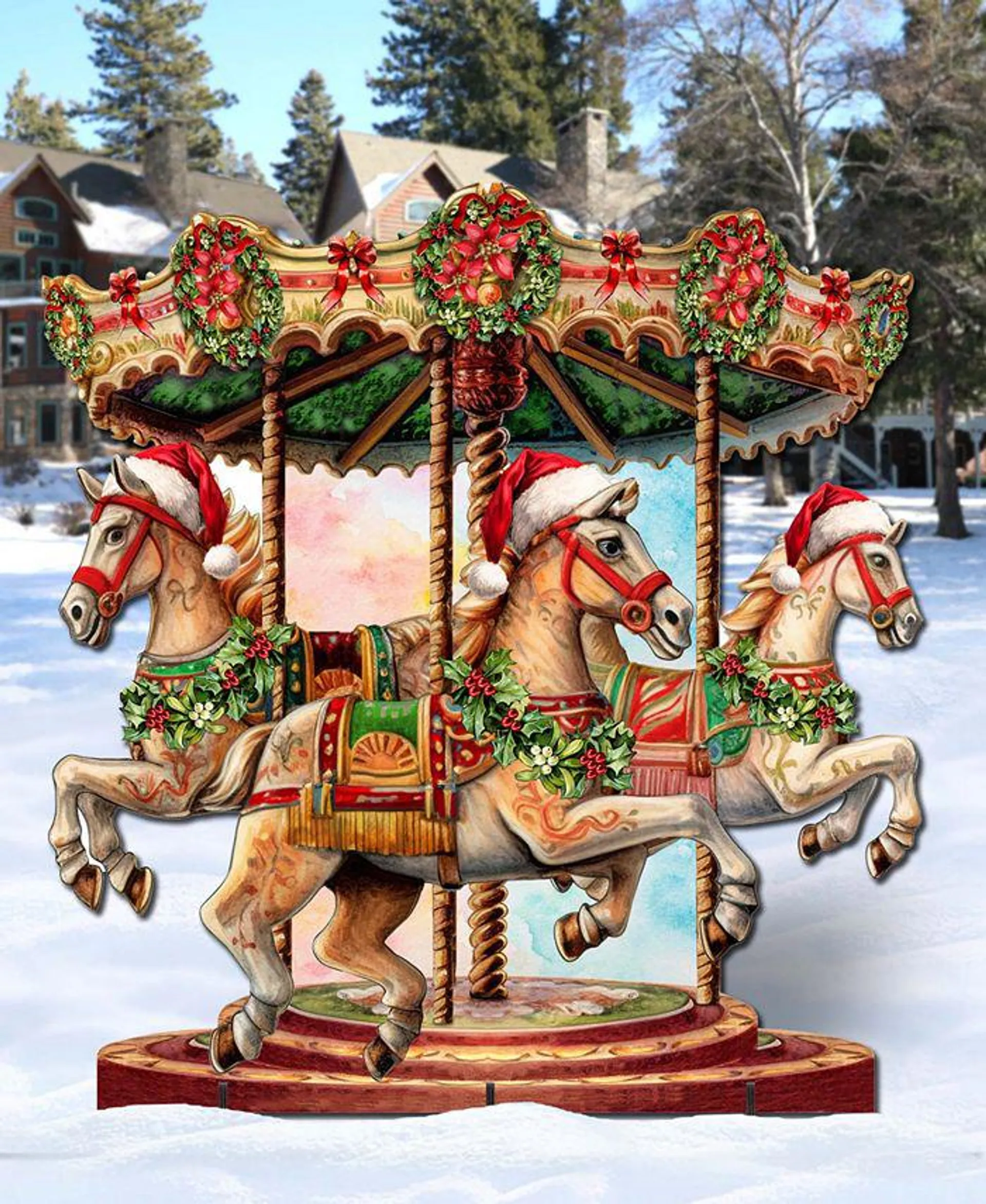 Christmas Carousel 32" Christmas Outdoor Yard Decor G. DeBrekht