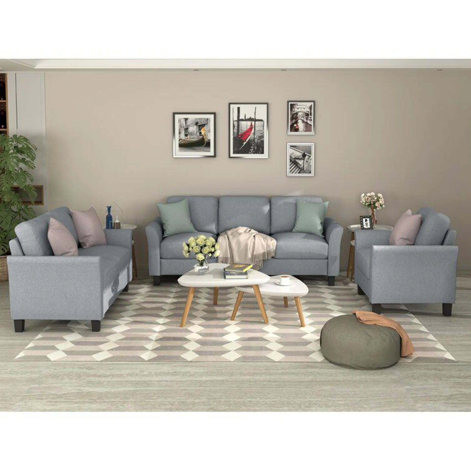 Aucuba 3 Piece Living Room Set