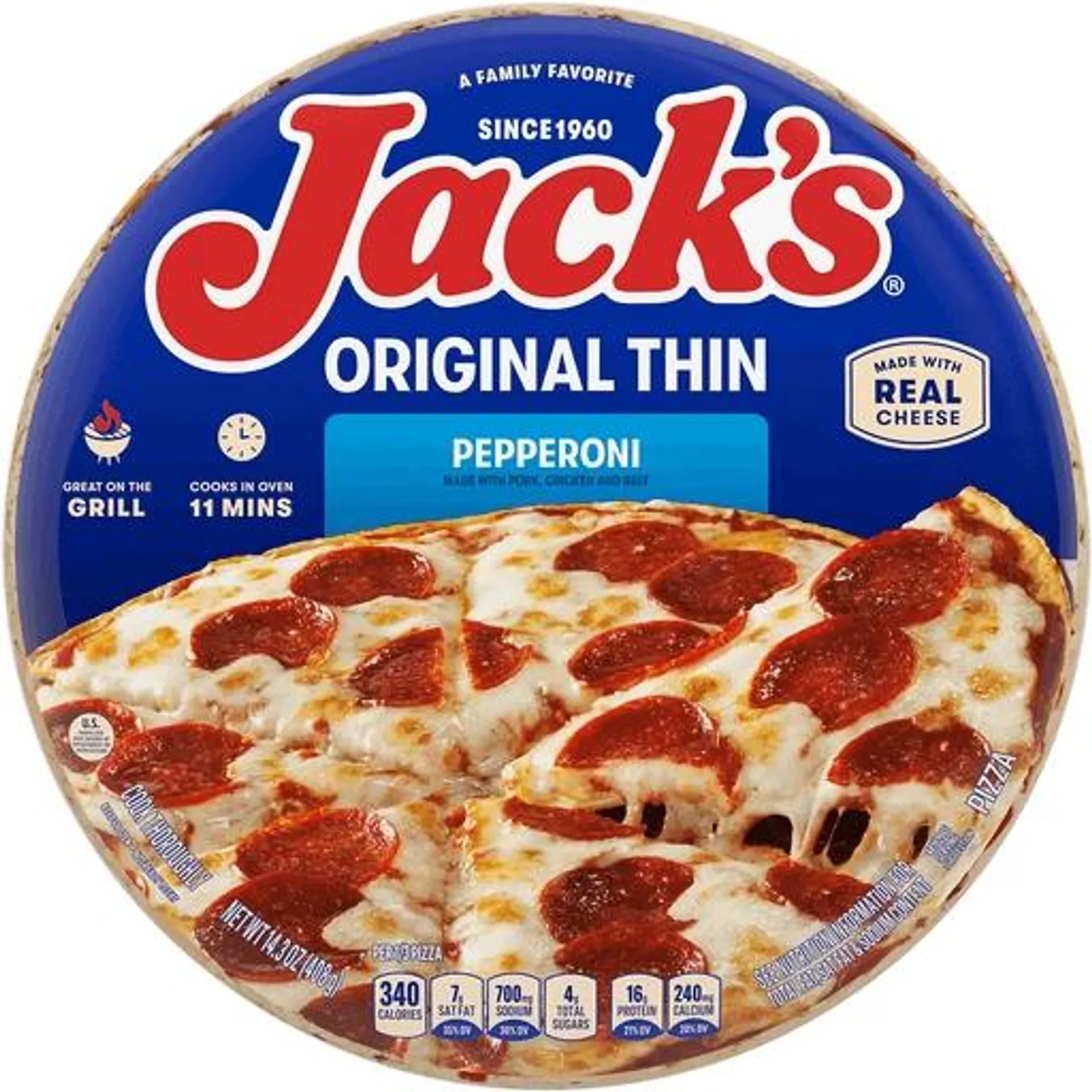 Jack's Pizza, Original Thin, Pepperoni 14.3 Oz