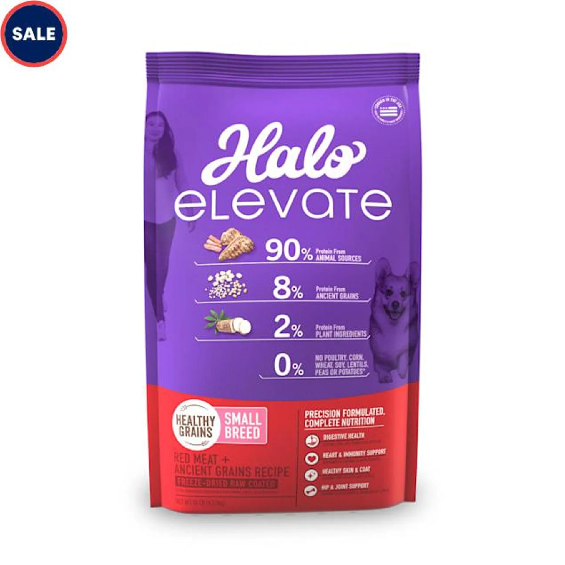 Halo Elevate Dog Healthy Grains Small Breed Red Meat Recipe Dry Food, 10 lbs.