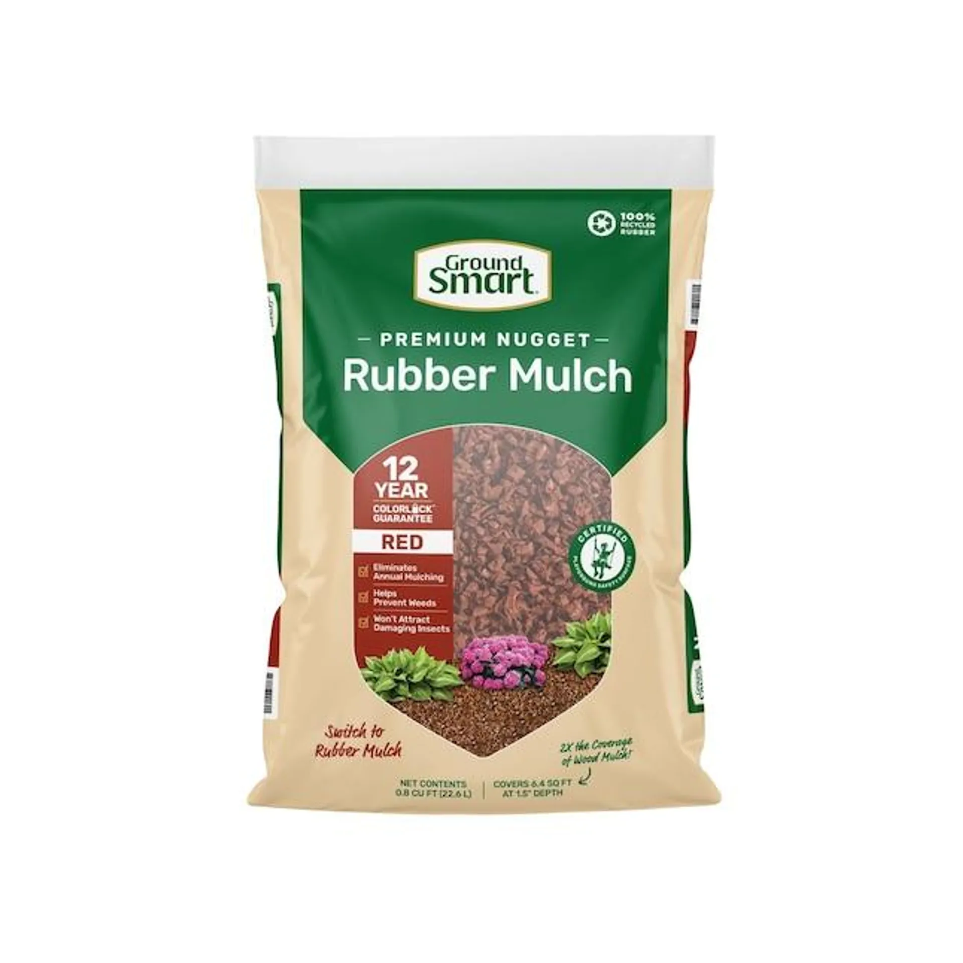 GroundSmart Premium Nugget 0.8-cu ft Red Rubber Mulch