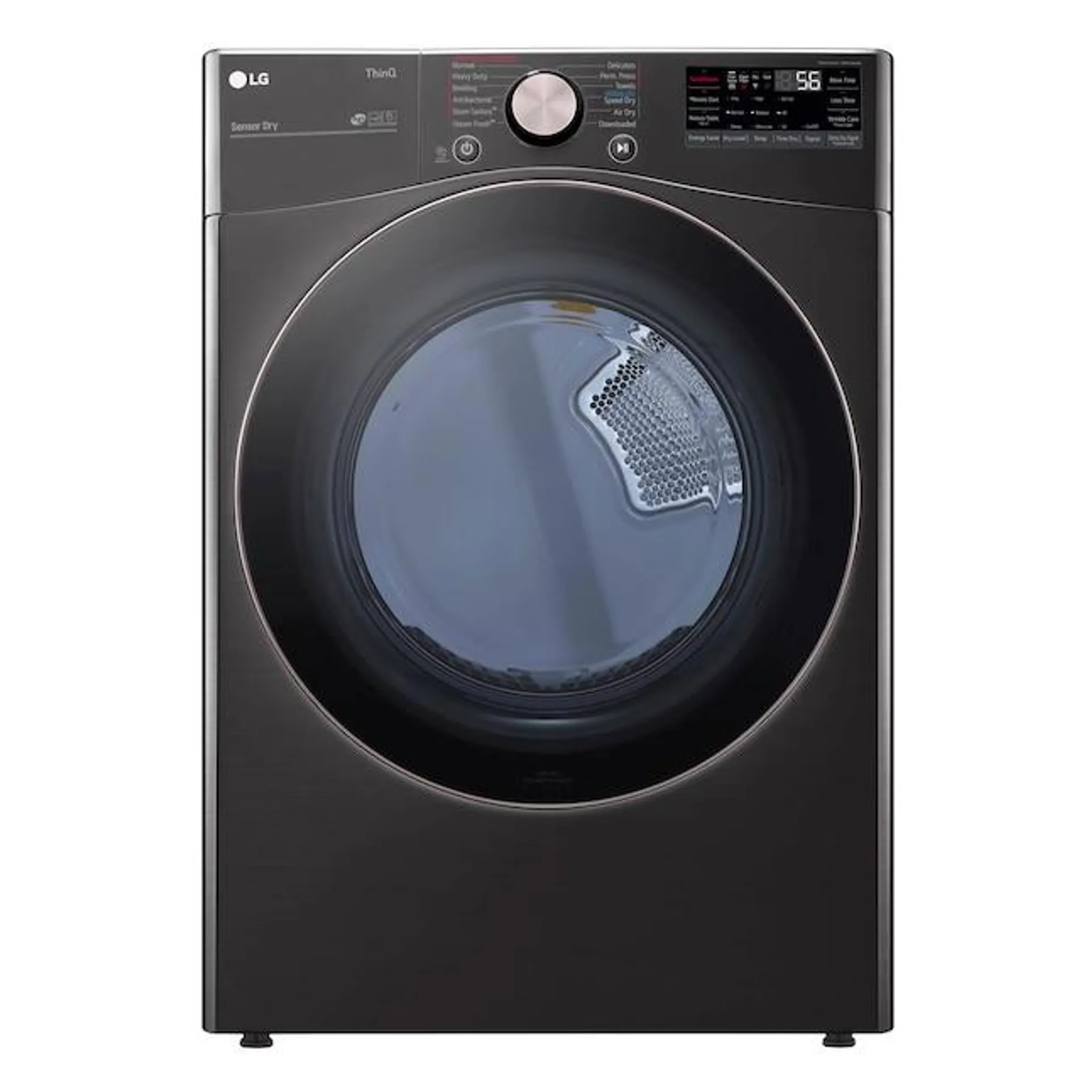 LG True Steam 7.4-cu ft Stackable Steam Cycle Smart Electric Dryer (Black Steel) ENERGY STAR