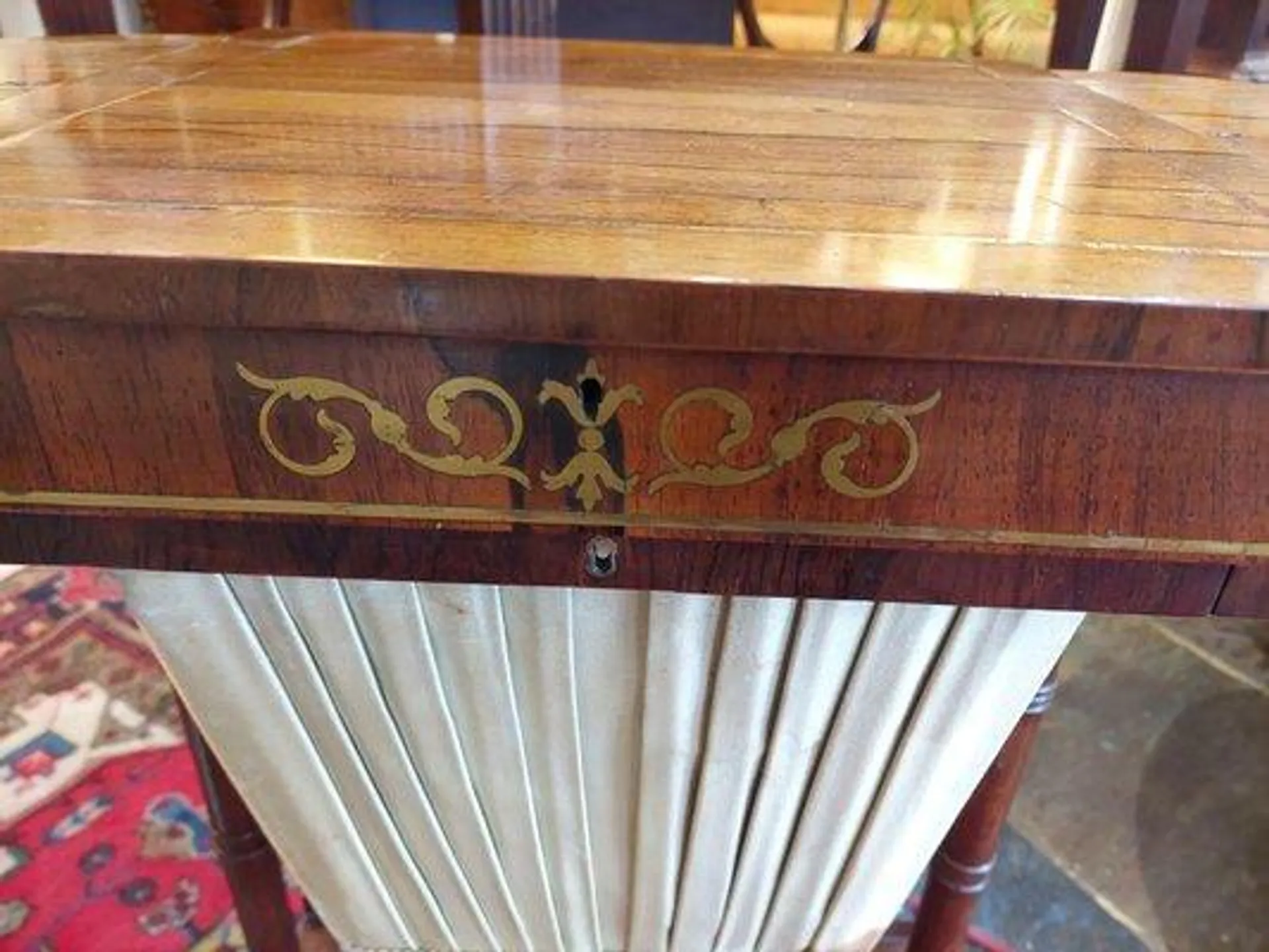 Early 19th Century Rosewood & Brass Strung Games and Work Table