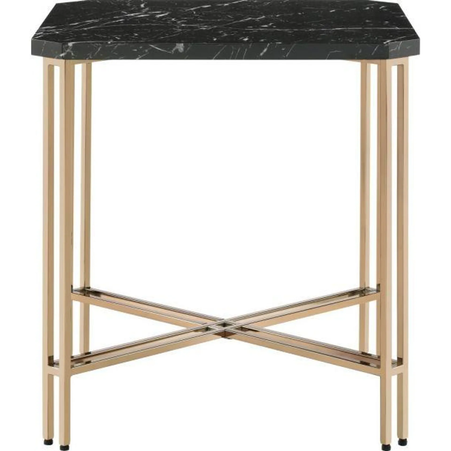 Daxton 22" Faux-Marble Top End Table by Steve Silver Company - Black/Gold