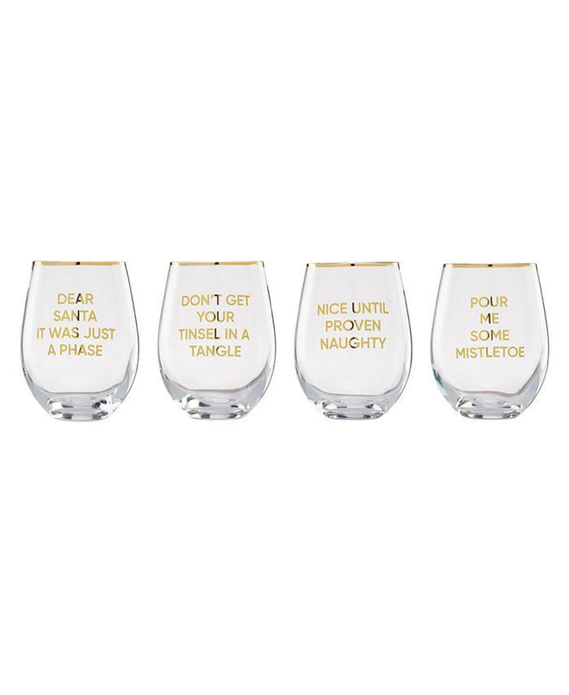 Dear Santa Stemless Wine Glasses, Set of 4