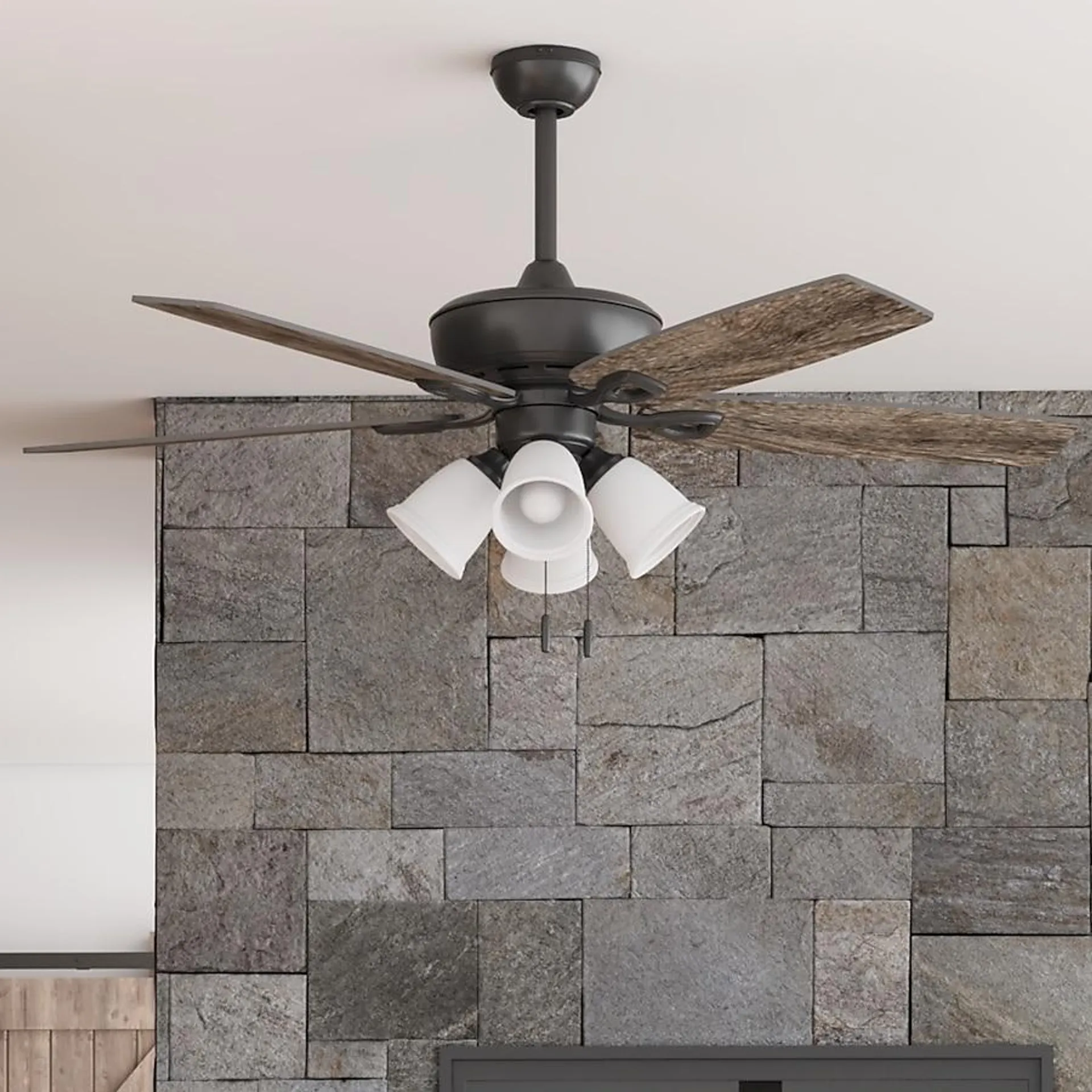 Harbor Breeze Notus 52-in Bronze with Mocha/Sienna Blades LED Indoor Ceiling Fan with Light (5-Blade)