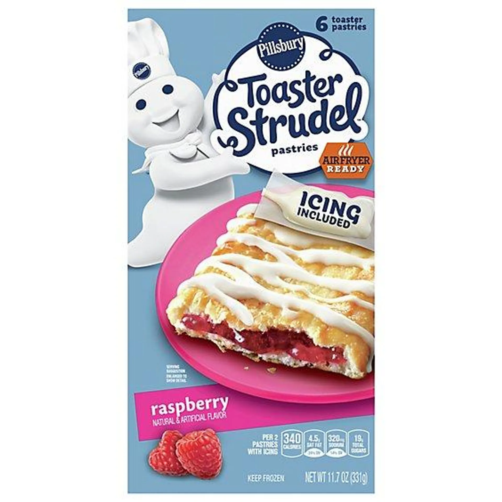 Pillsbury Toaster Strudel Pastries Raspberry 6 Count - 11.7 Oz