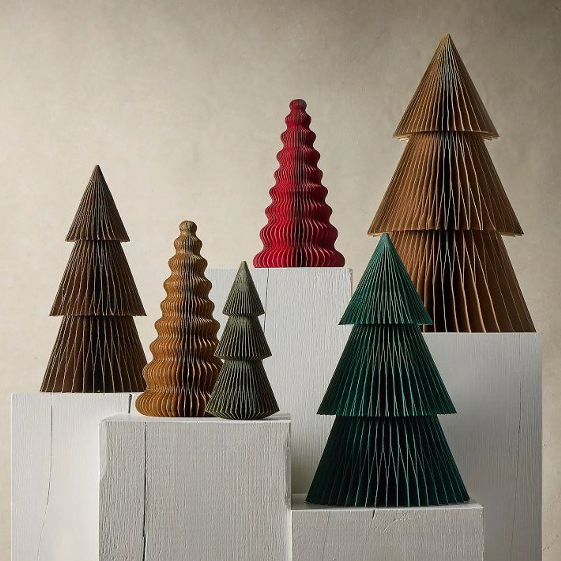 Jewel Tone Decorative Paper Tabletop Trees