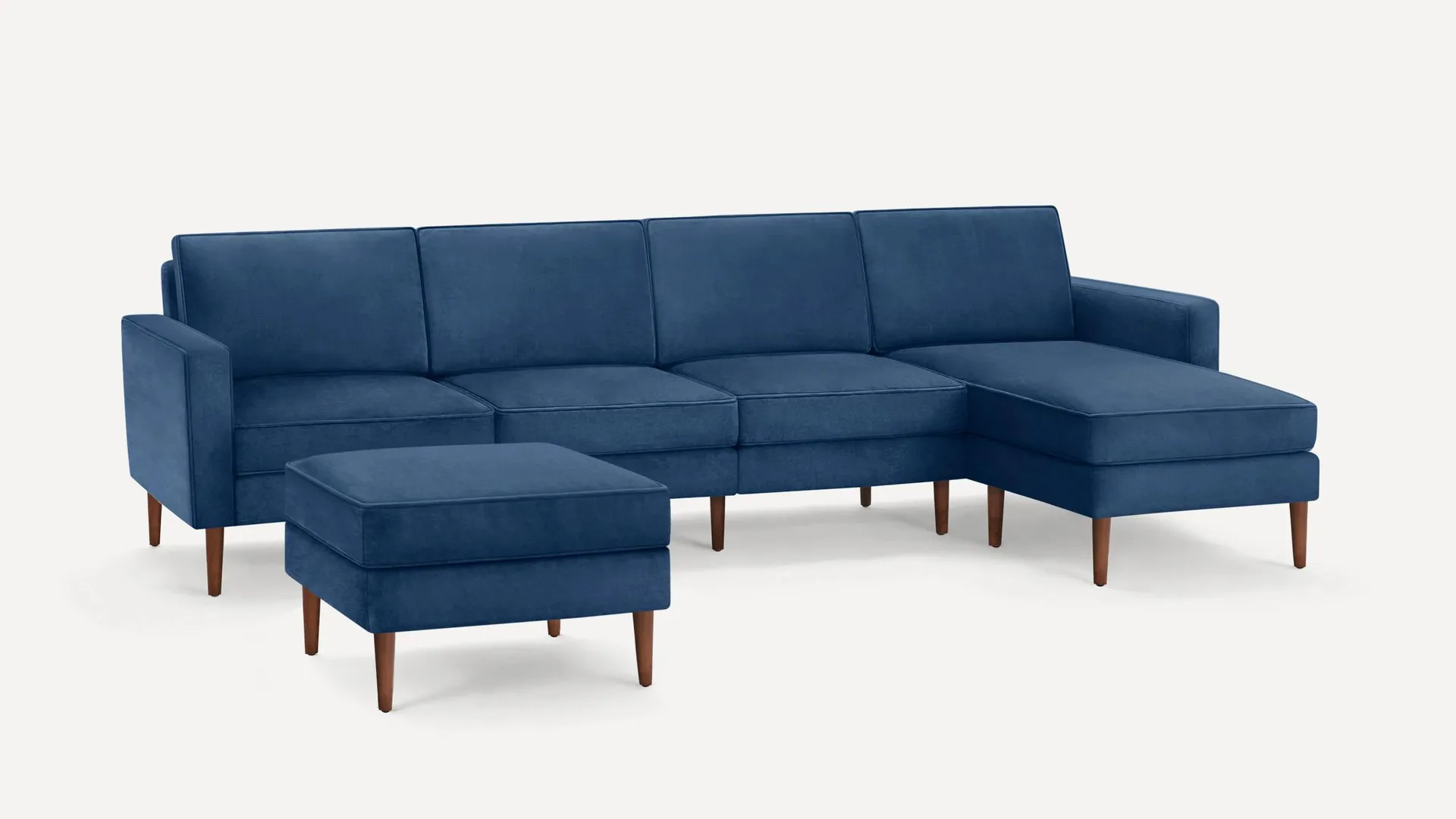 Nomad Velvet King Sofa with Chaise and Ottoman