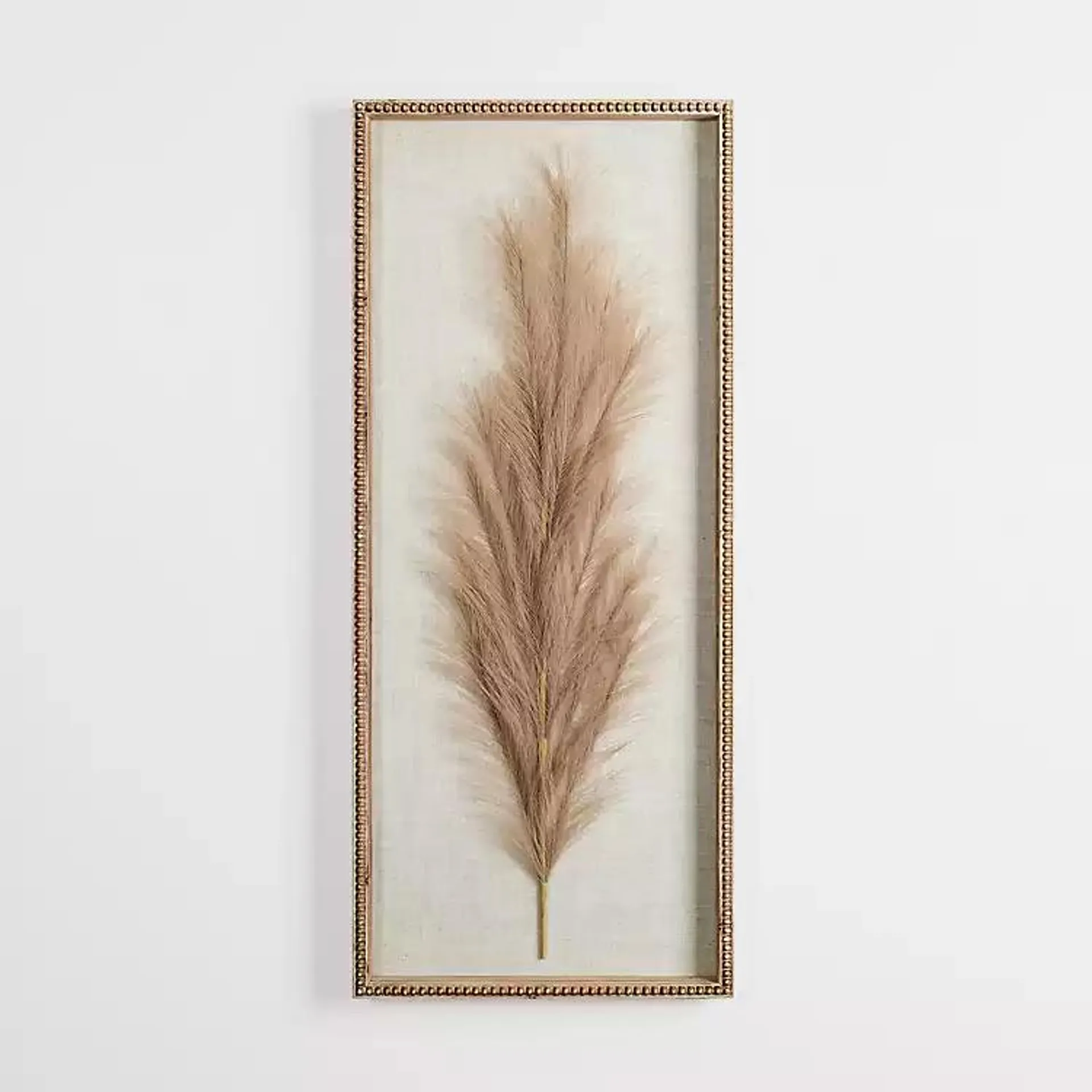 Faux Pampas Grass Beaded Frame Wall Plaque