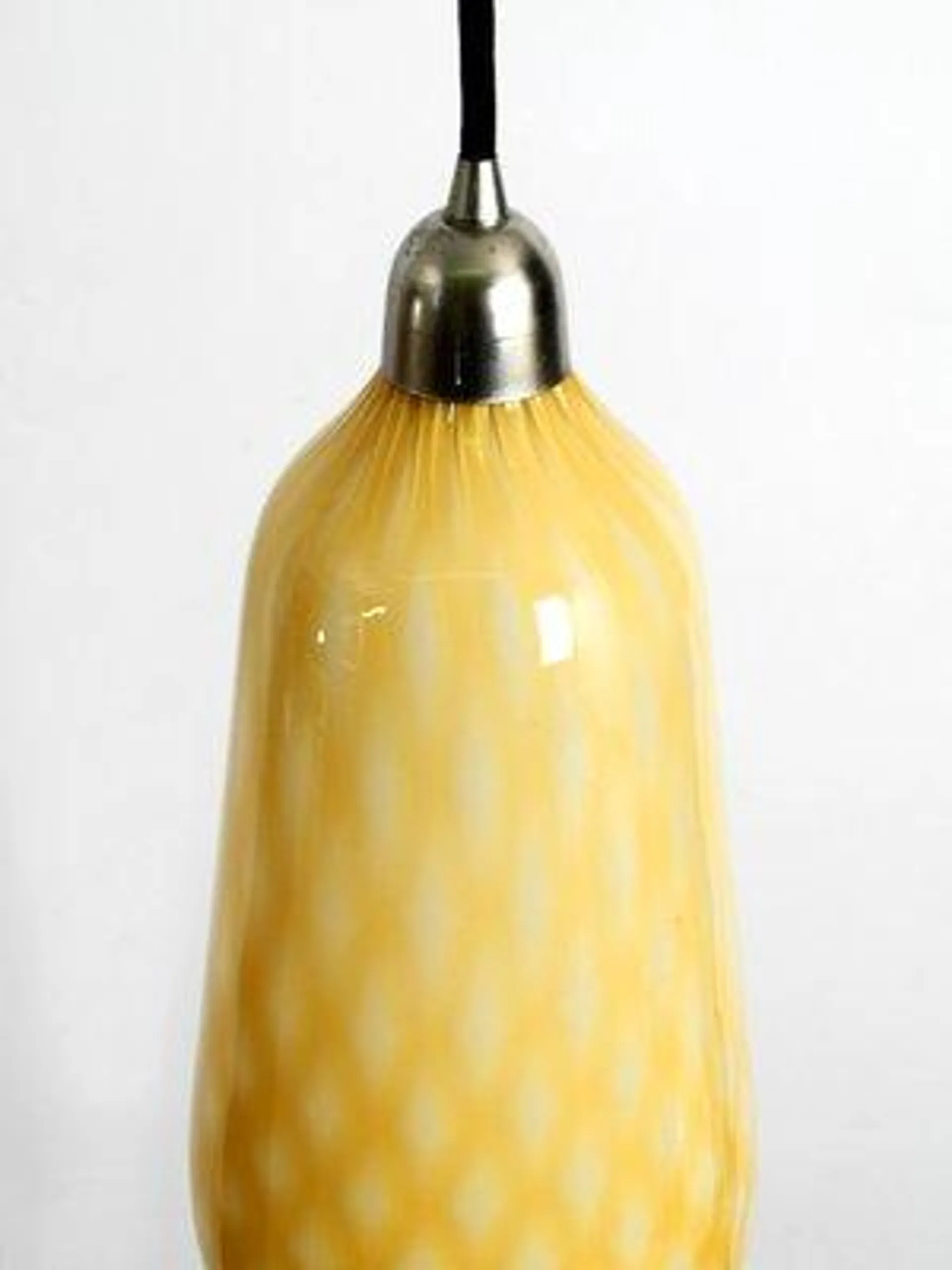 Mid-Century Italian Yellow & WhiteMurano Glass Pendant Lamp, 1950s