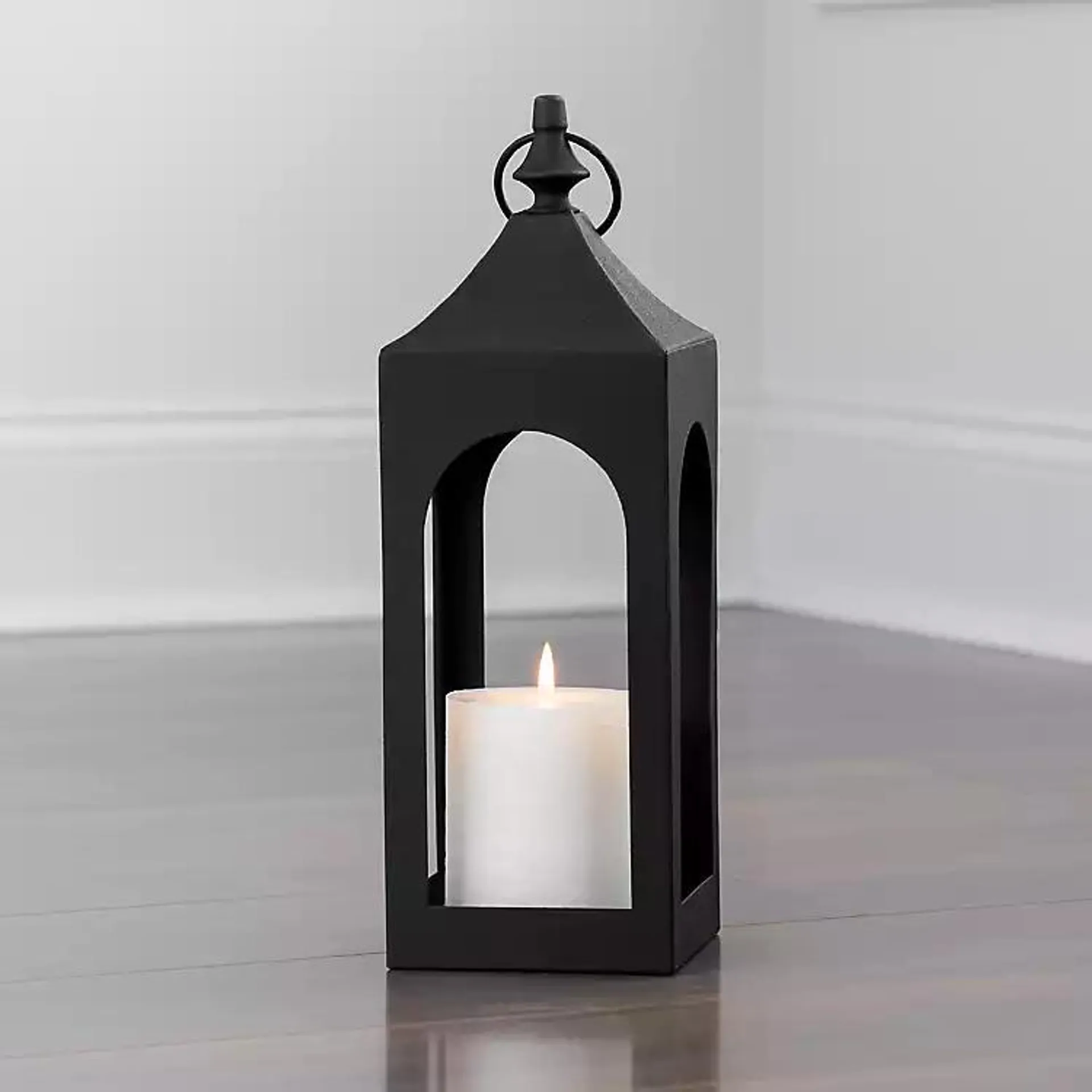 Matte Black Hampshire Metal Lantern, 24 in.
