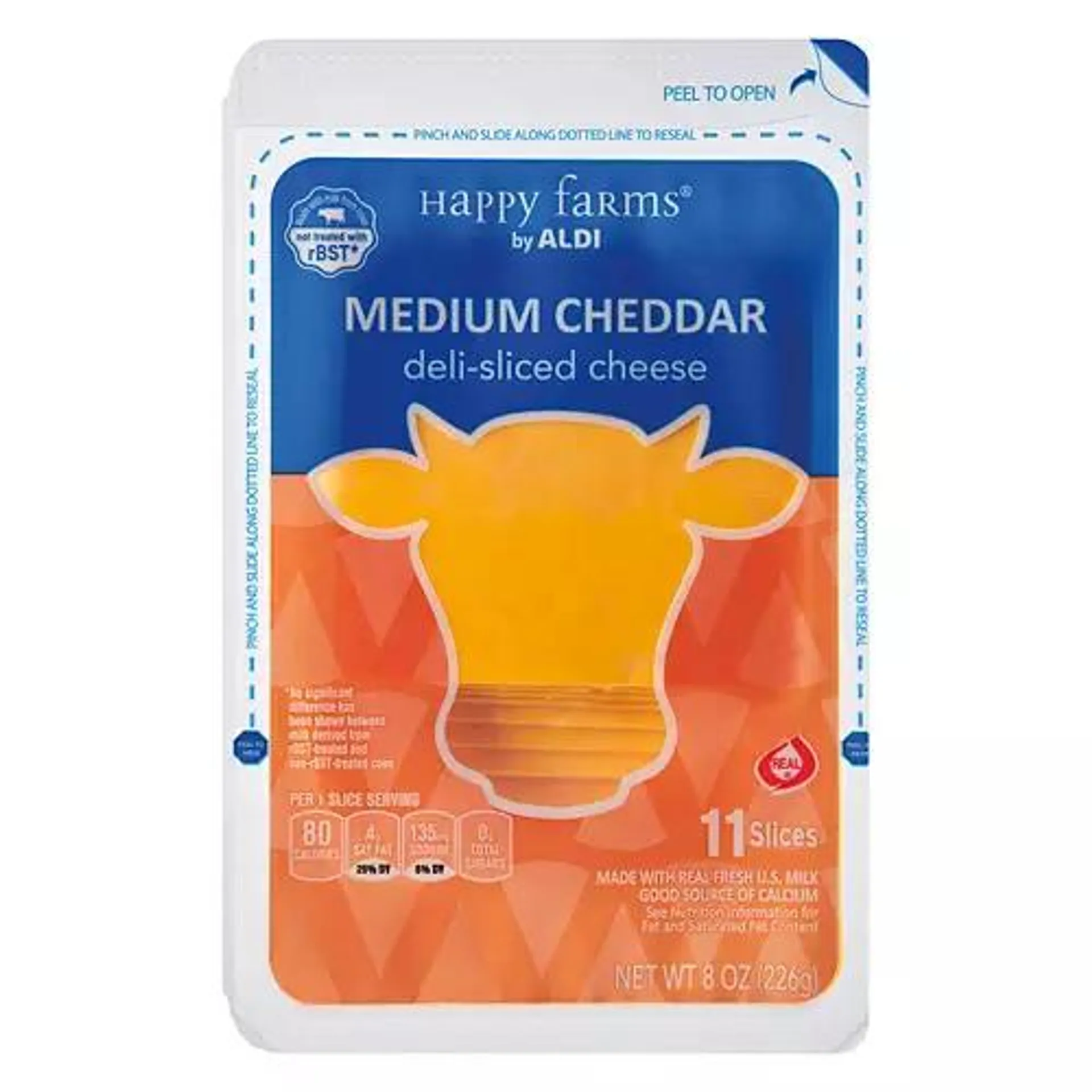 Deli Sliced Medium Cheddar Cheese, 8 oz