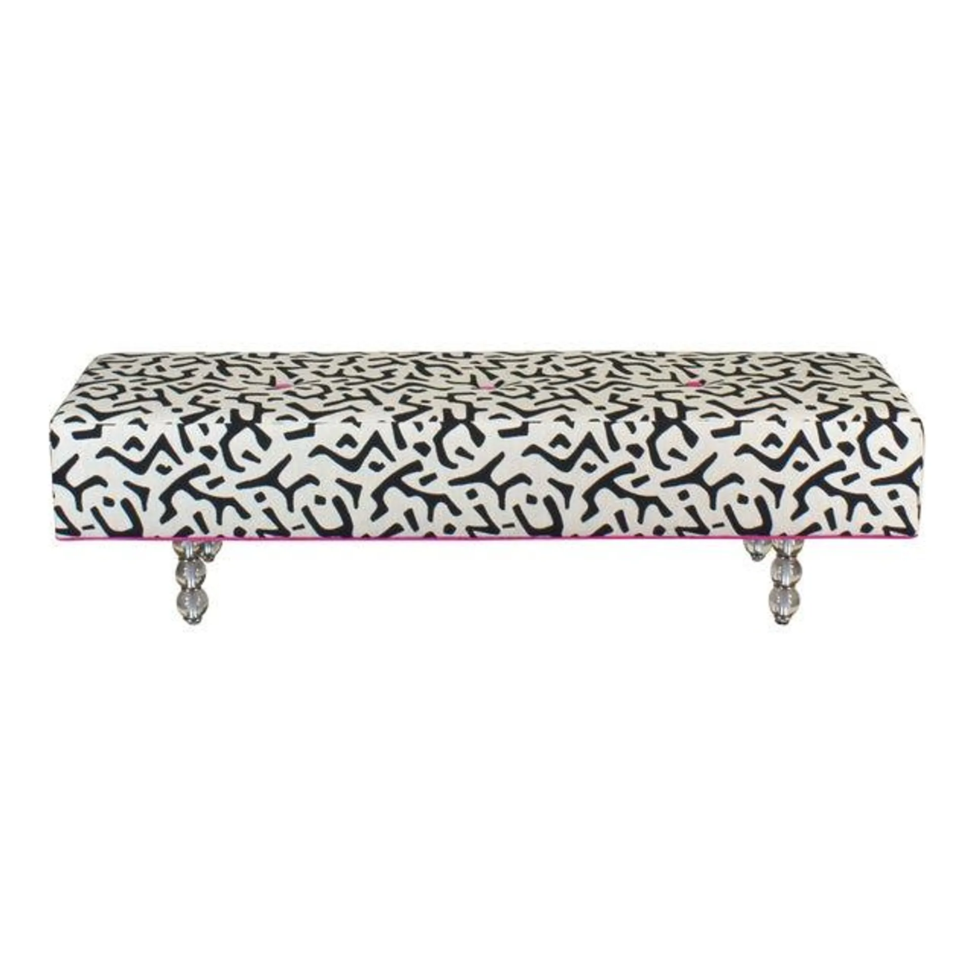 Black & White Ottoman on Glass Legs, Black & White Bench