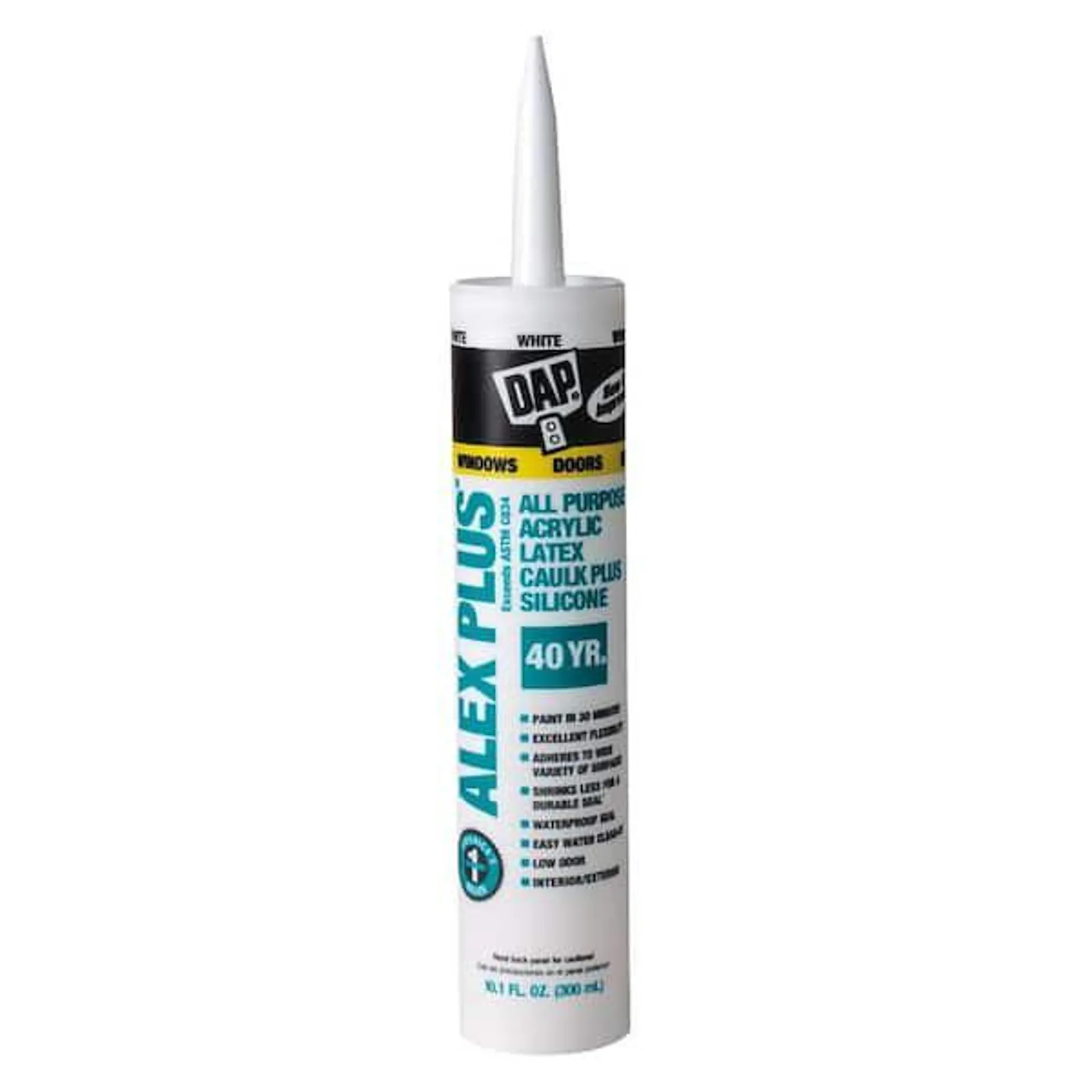 Alex Plus 10.1 oz. White Acrylic Latex Caulk Plus Silicone