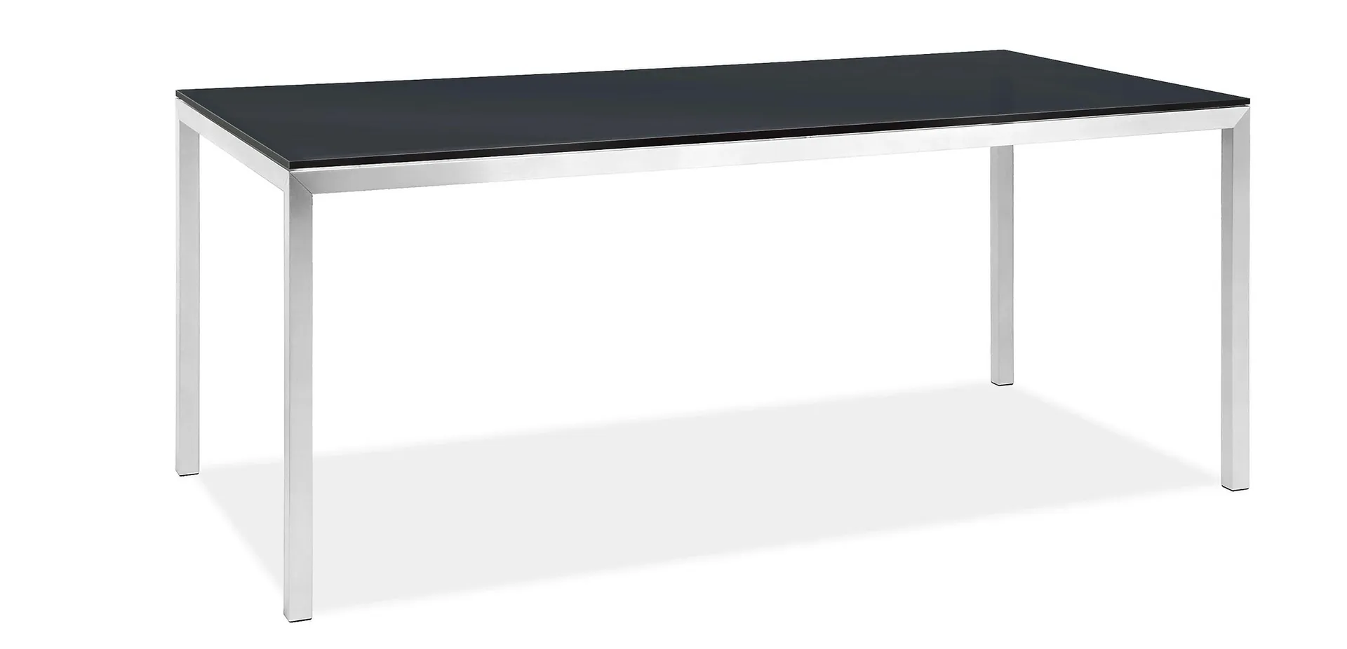 Parsons 92w 12d 29h Console Table in 1.5" Stainless Steel w/Tempered Smoke Glass