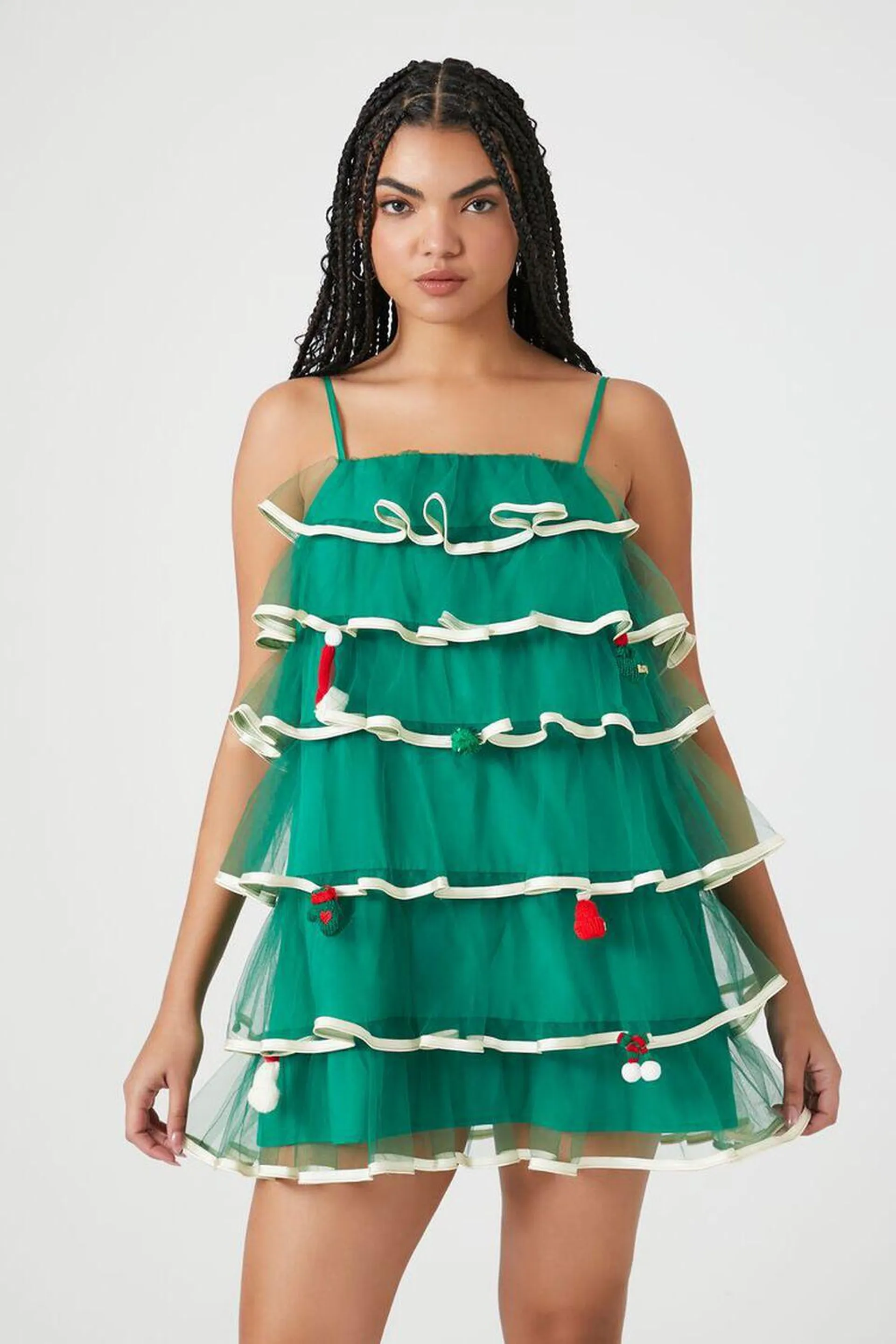 Tiered Mesh Christmas Tree Dress