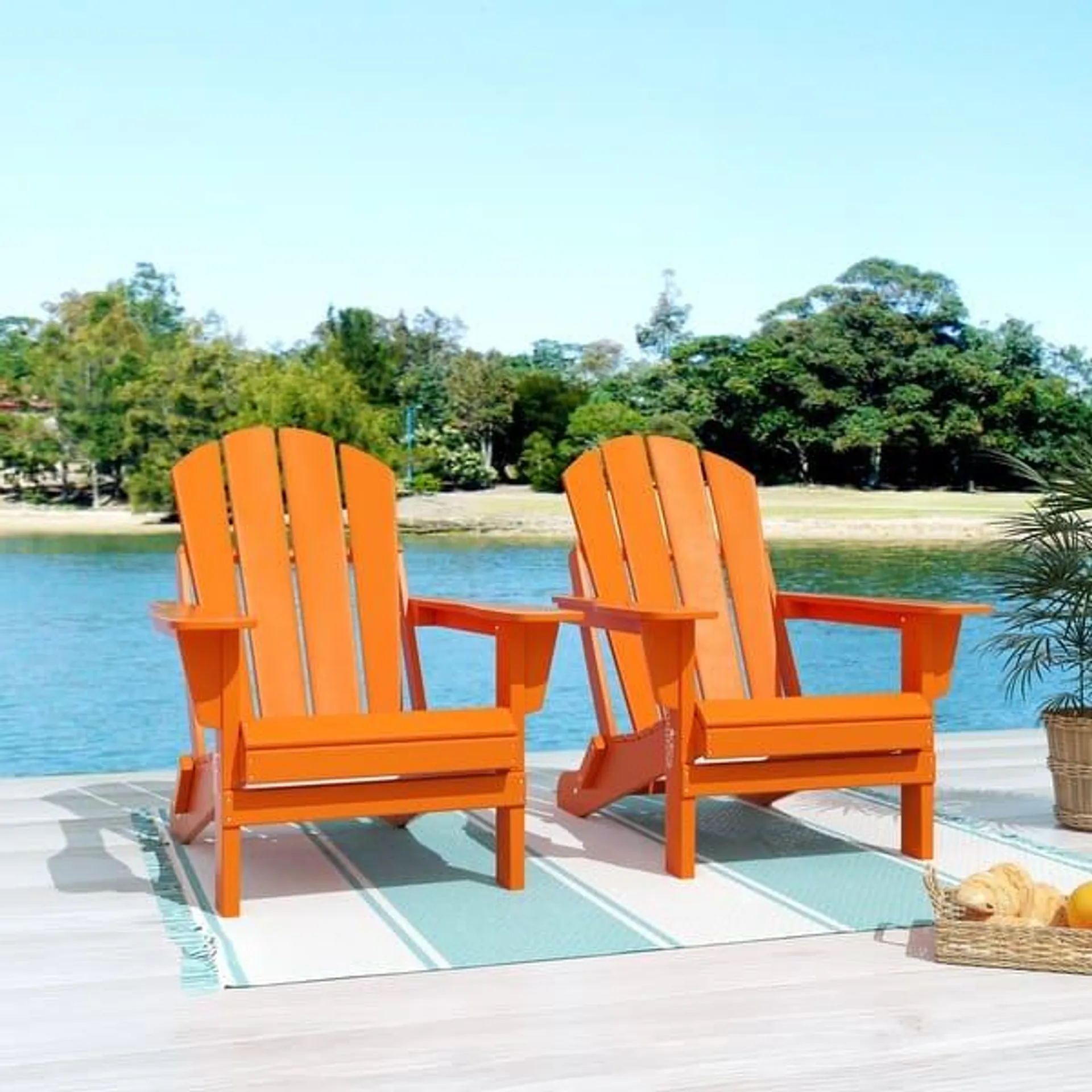 Polytrends Laguna All Weather Poly Outdoor Adirondack Chair - Foldable (Set of 2)