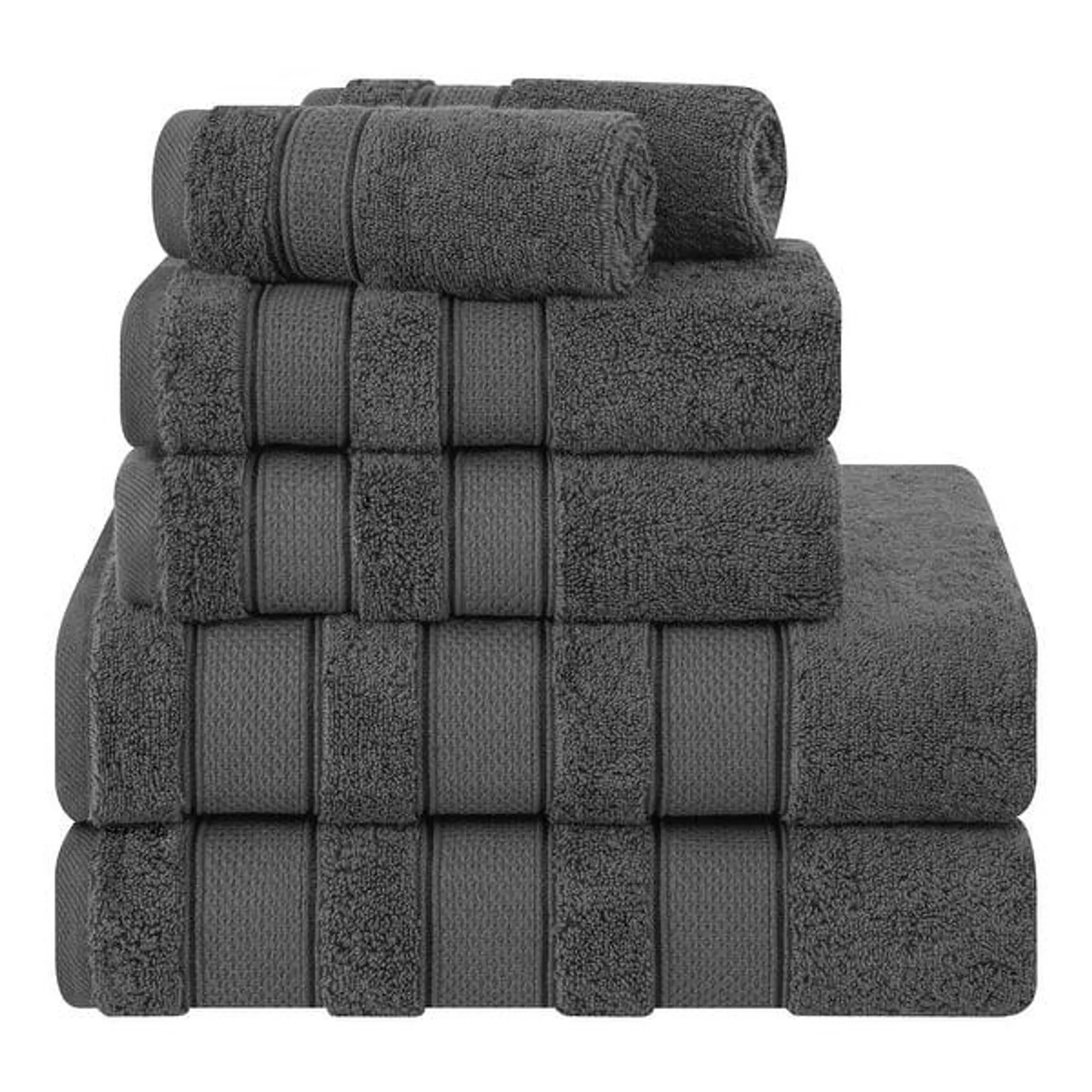 American Soft Linen Salem Bath Towel Set, 6 Piece Towels for Bathroom Large 100% Cotton 2 Bath Towels 2 Hand Towels 2 Washcloths