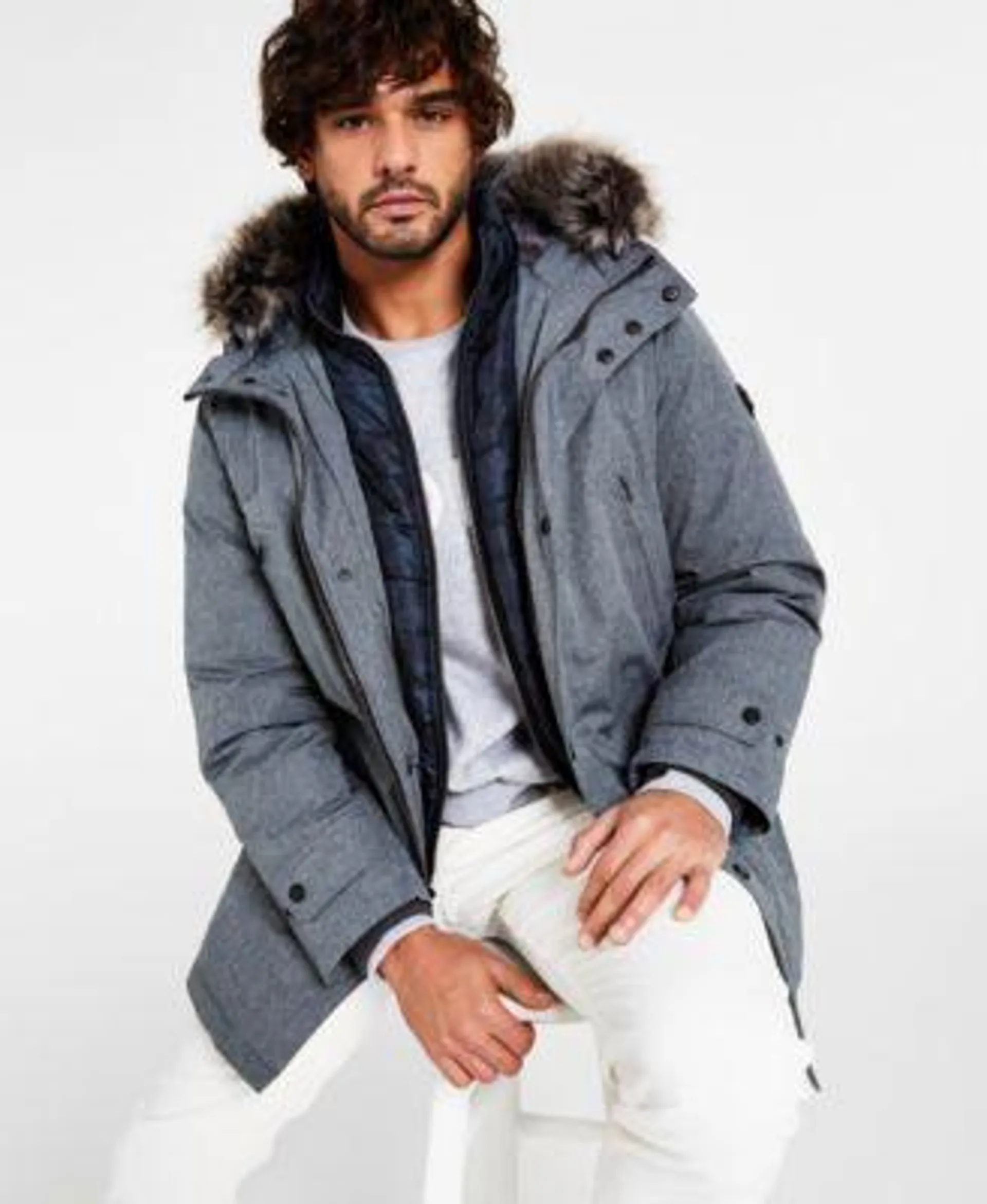 Michael Kors Men's Hooded Bib Snorkel Parka, Created for Macy's