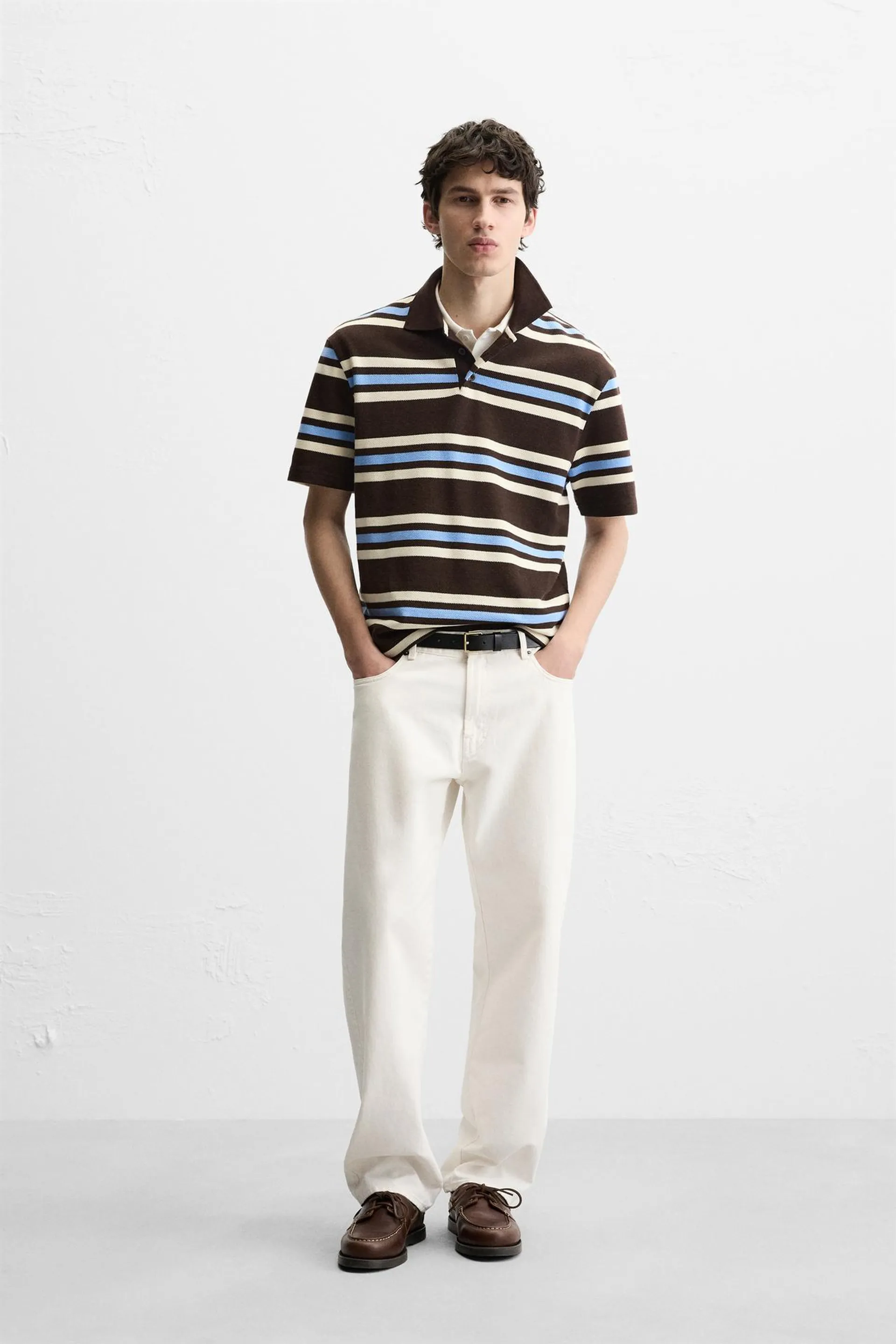 PIQUÉ TEXTURED STRIPED POLO SHIRT