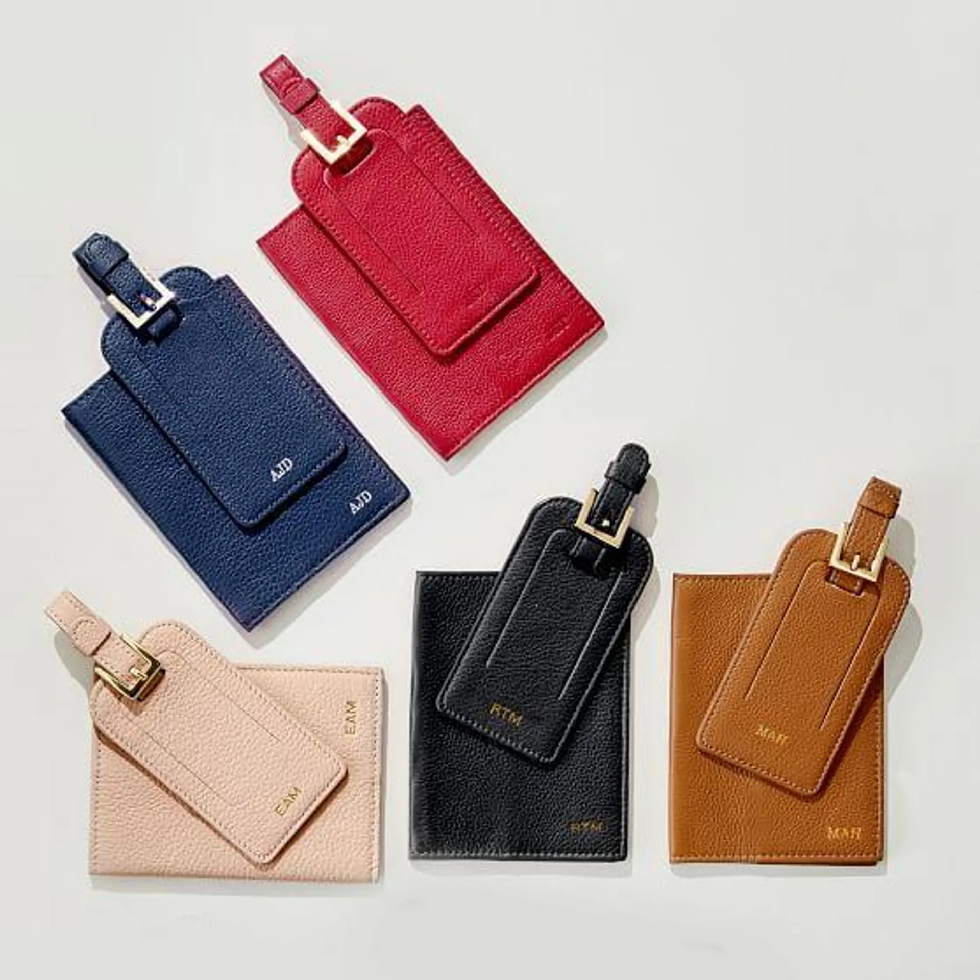 Leather Luggage Tag & Passport Case Set