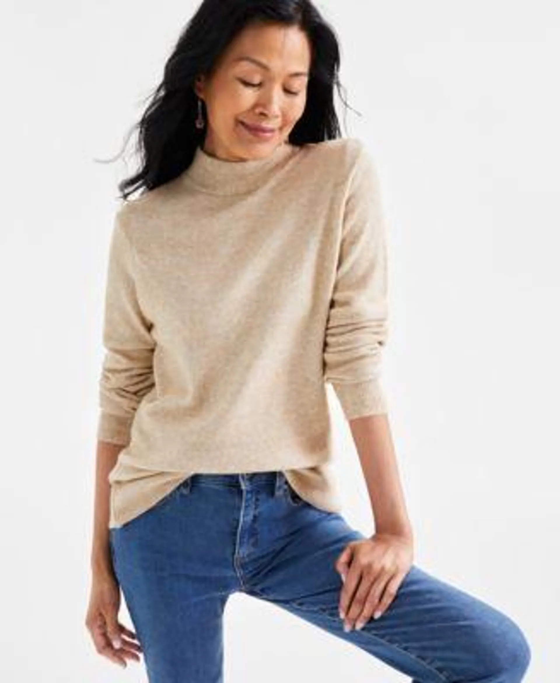 Women's Cozy Mock-Neck Long-Sleeve Sweater, Created for Macy's