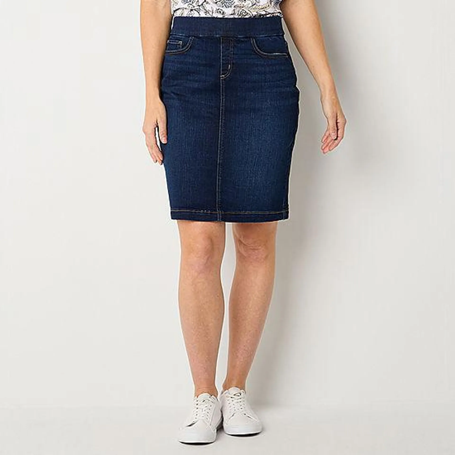 Liz Claiborne Womens Mid Rise Denim Skirt