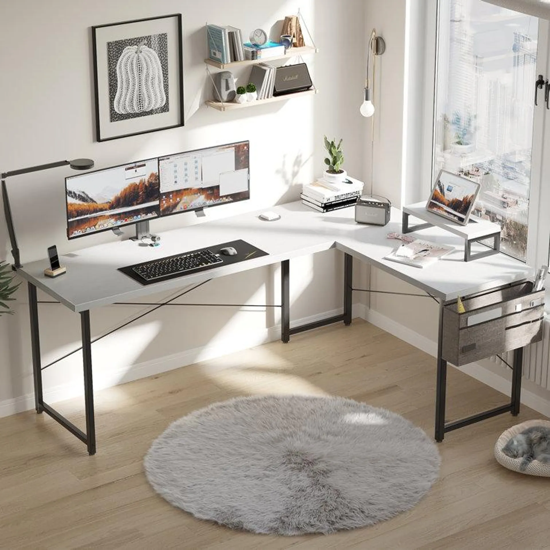 Bengoa L-Shaped Metal Base Writing Desk