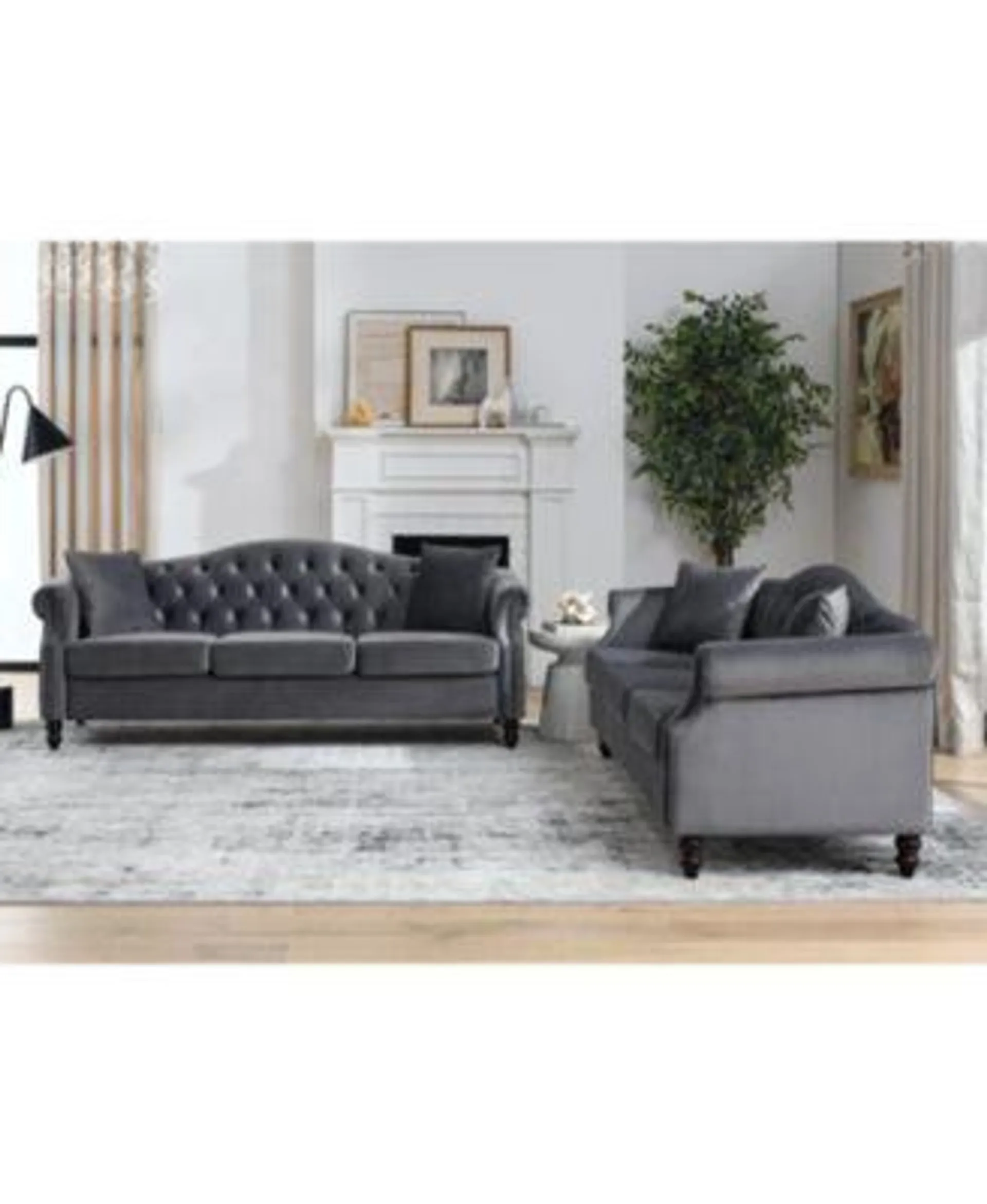 Streamdale Furniture 3-seater + 3-seater Combination sofa.Grey Velvet W834S00064