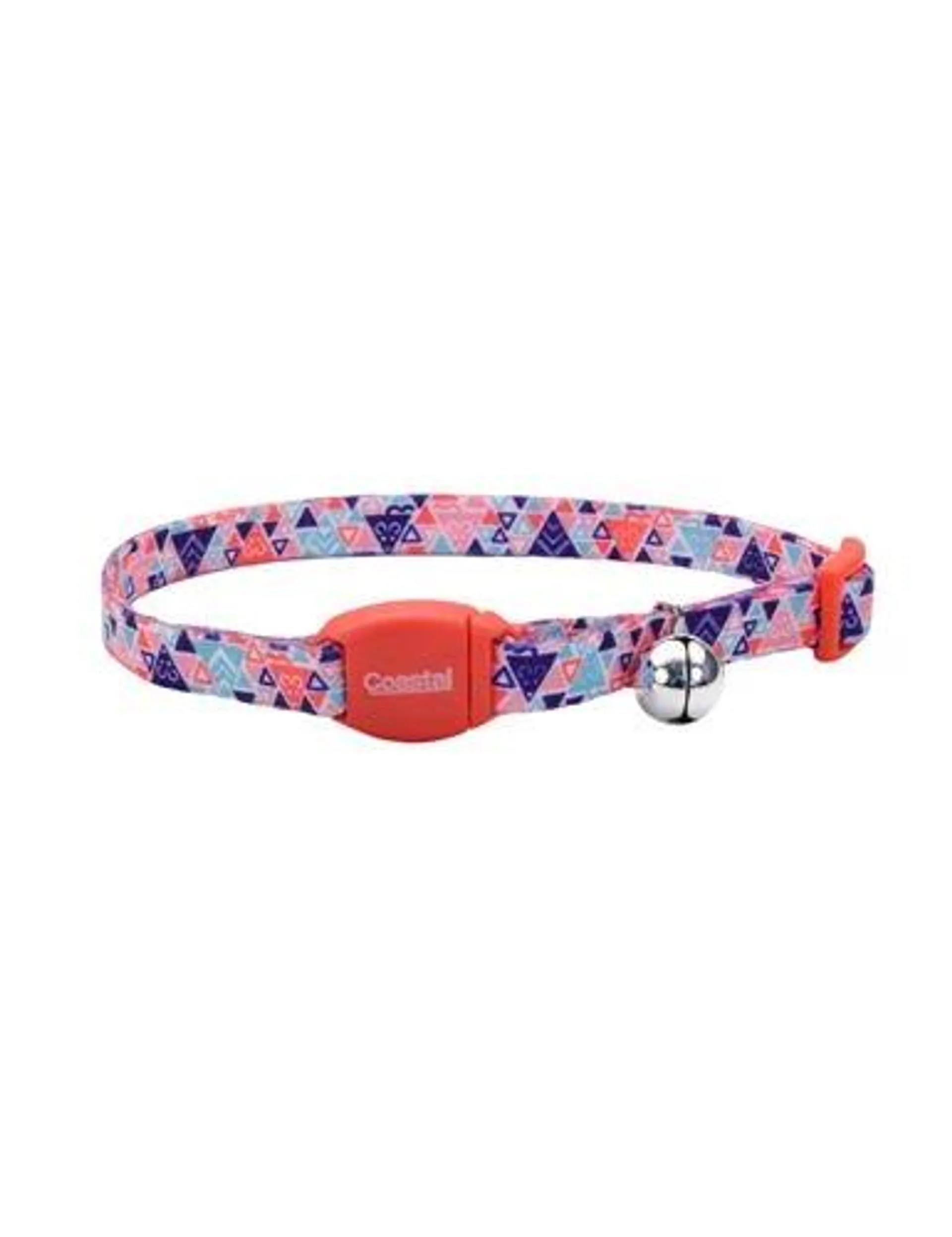Safe Cat® Adjustable Breakaway Cat Collar with Magnetic Buckle, Multi-Colored Triangles, 3/8" x 08"-12"
