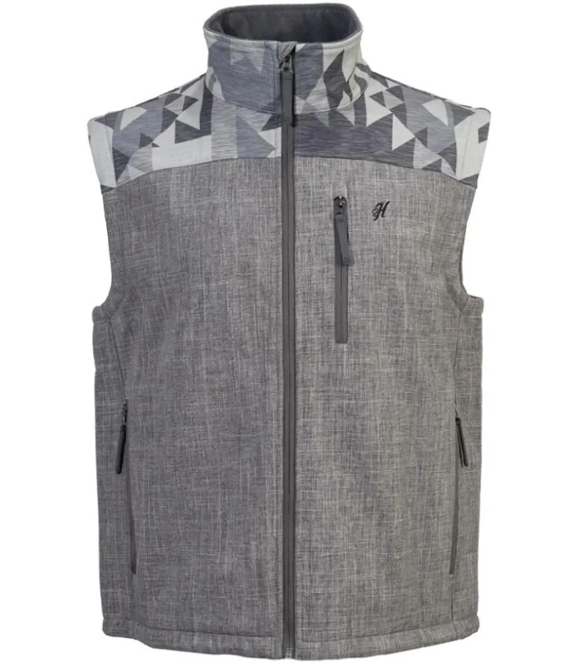 Hooey Mens Softshell Vest Grey/Aztec