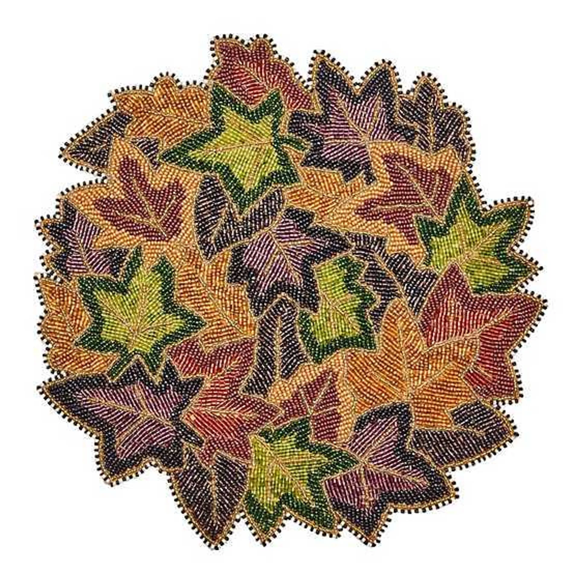 Forest Floor Fall Leaves Beaded Placemat