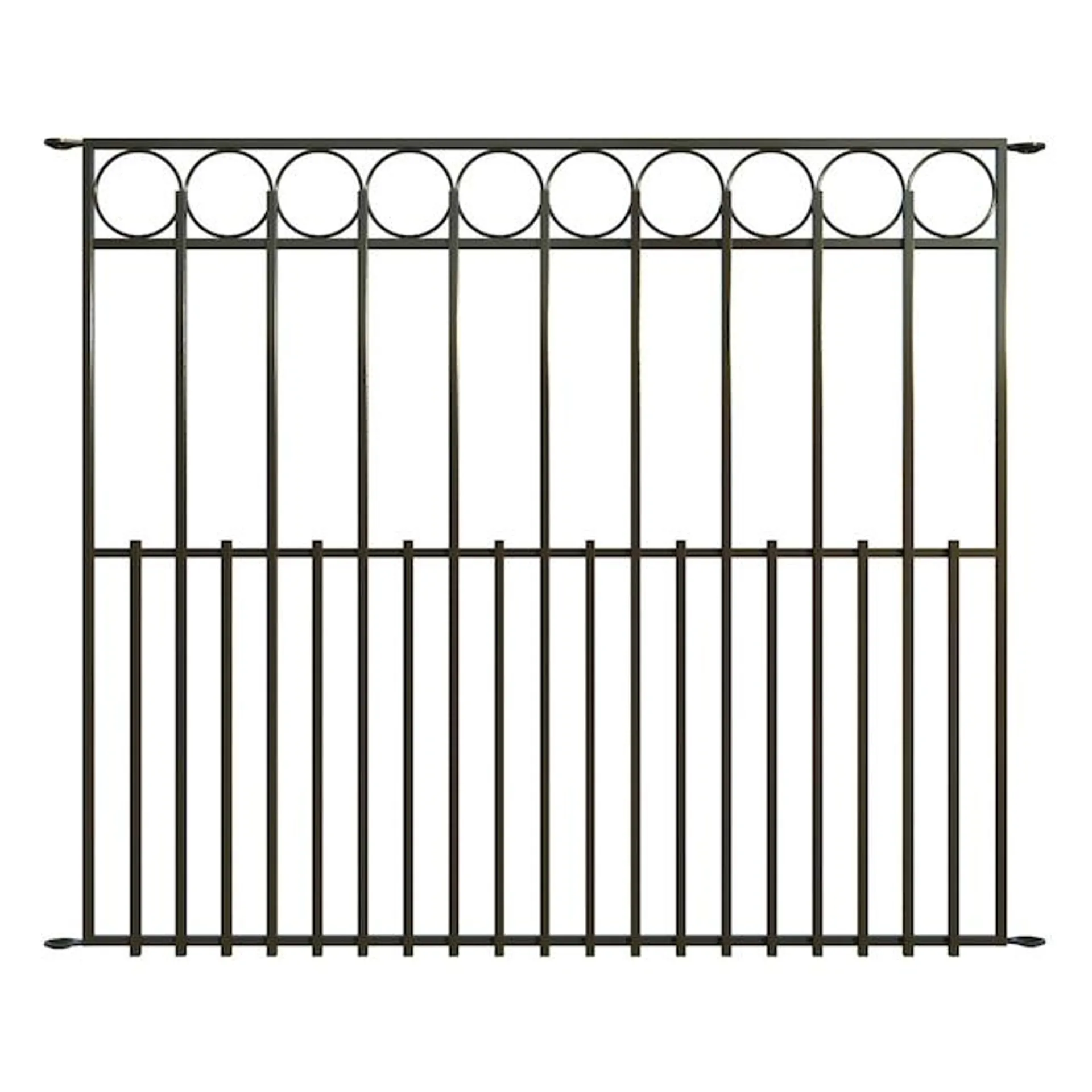 YARDLINK Grand Ambrose 3-ft H x 4-ft W Powder Coated Galvanized Steel No Dig Flat-top No Dig Decorative Fence Panel