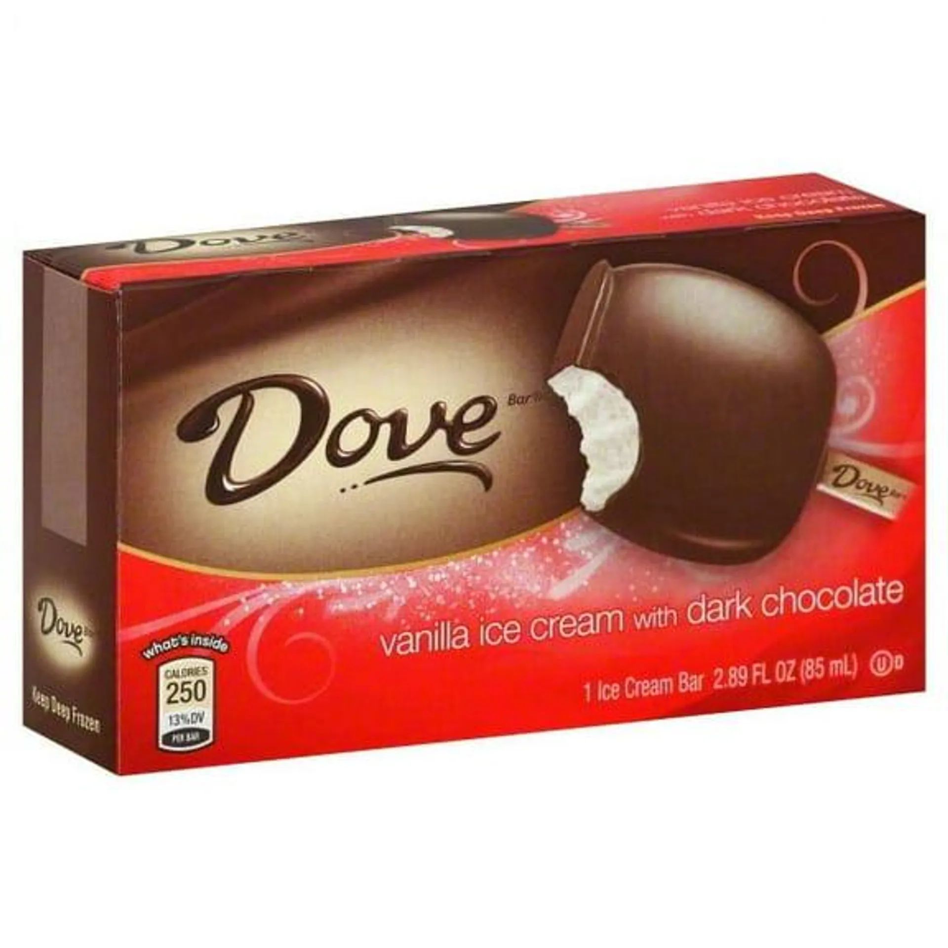 Dove Dark Chocolate with Vanilla Ice Cream Bar, 2.89-Ounce (12 Count)