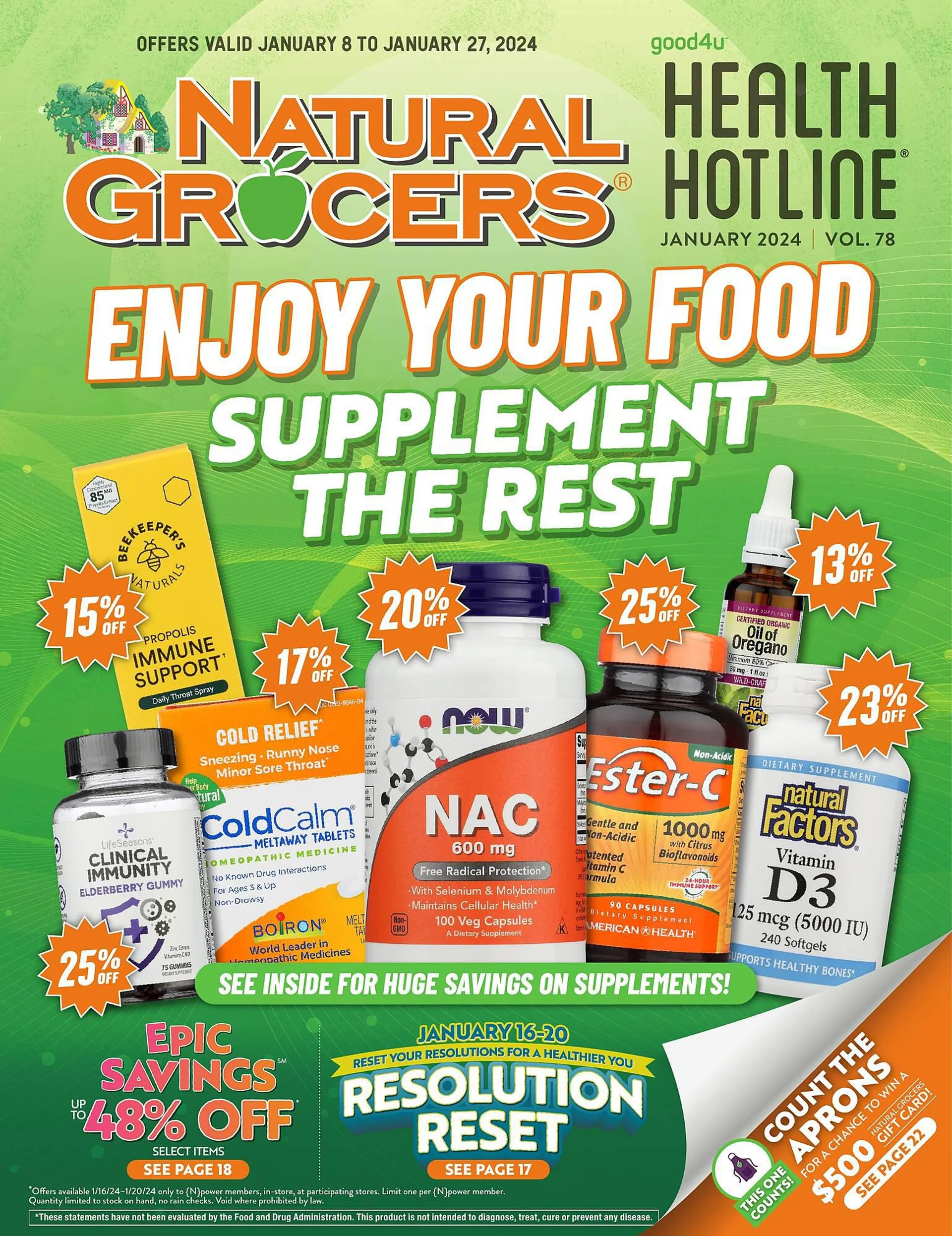 Weekly ad Natural Grocers ad from January 8 to January 27 2024 - Page 1