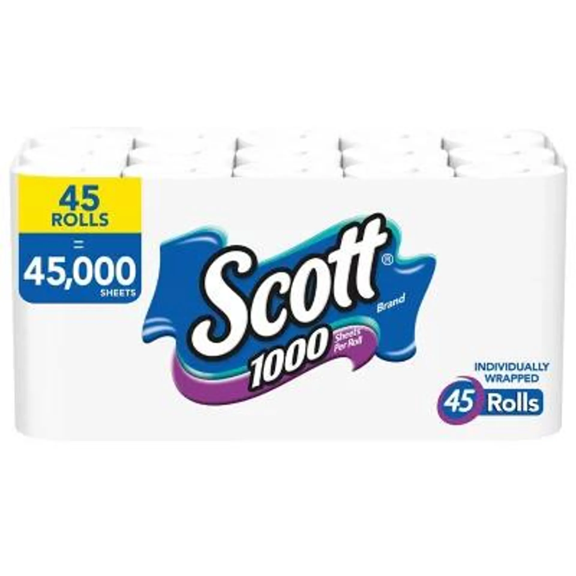 Scott 1000 1-Ply Toilet Paper 45 rolls, 1,000 sheets/roll