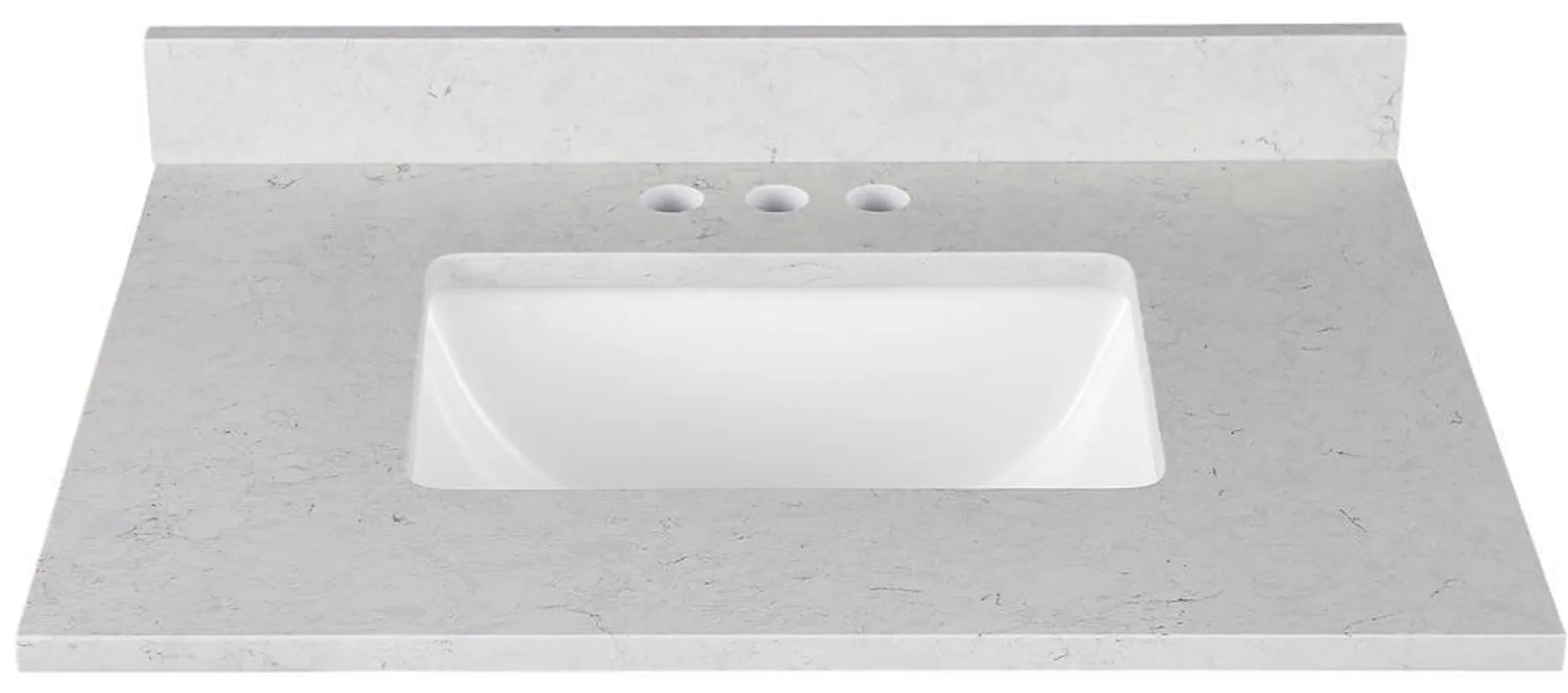 Tuscany® 25"W x 22"D Light Gray Engineered Marble Vanity Top with Rectangular Undermount Bowl