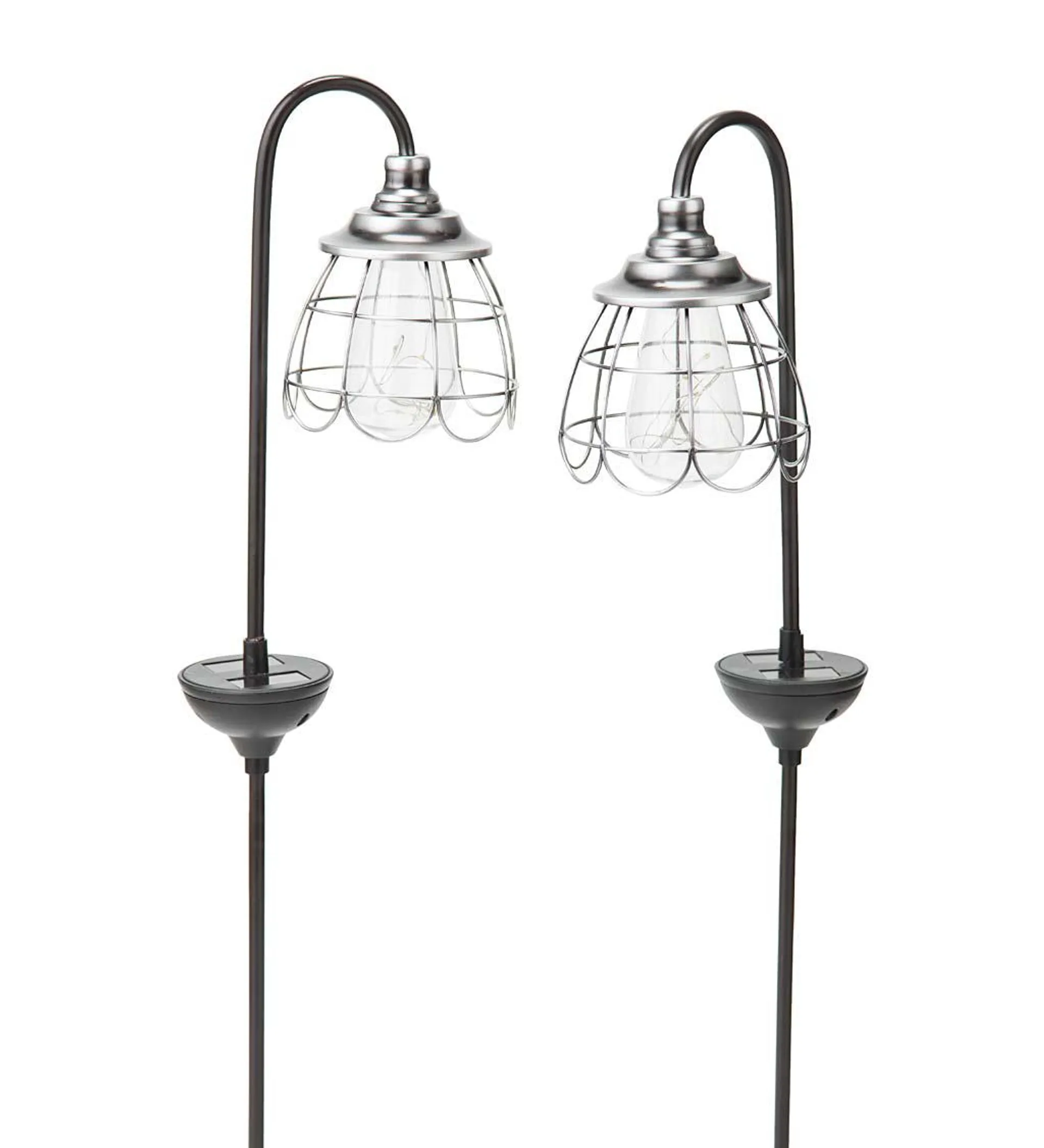 Solar Firefly Garden Pathway Lights, Set of 2 - Pewter