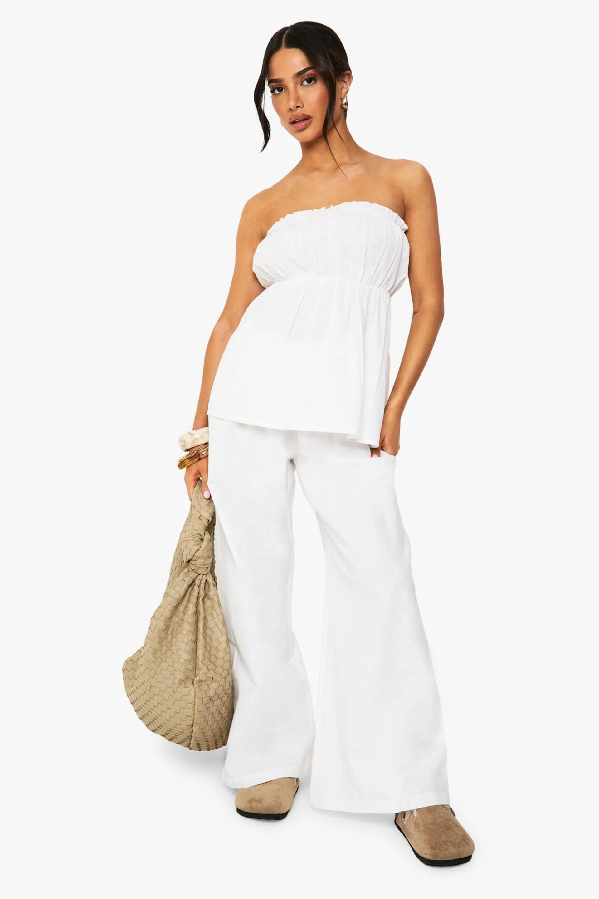 Petite Bandeau and Wide Leg Trouser Co ord