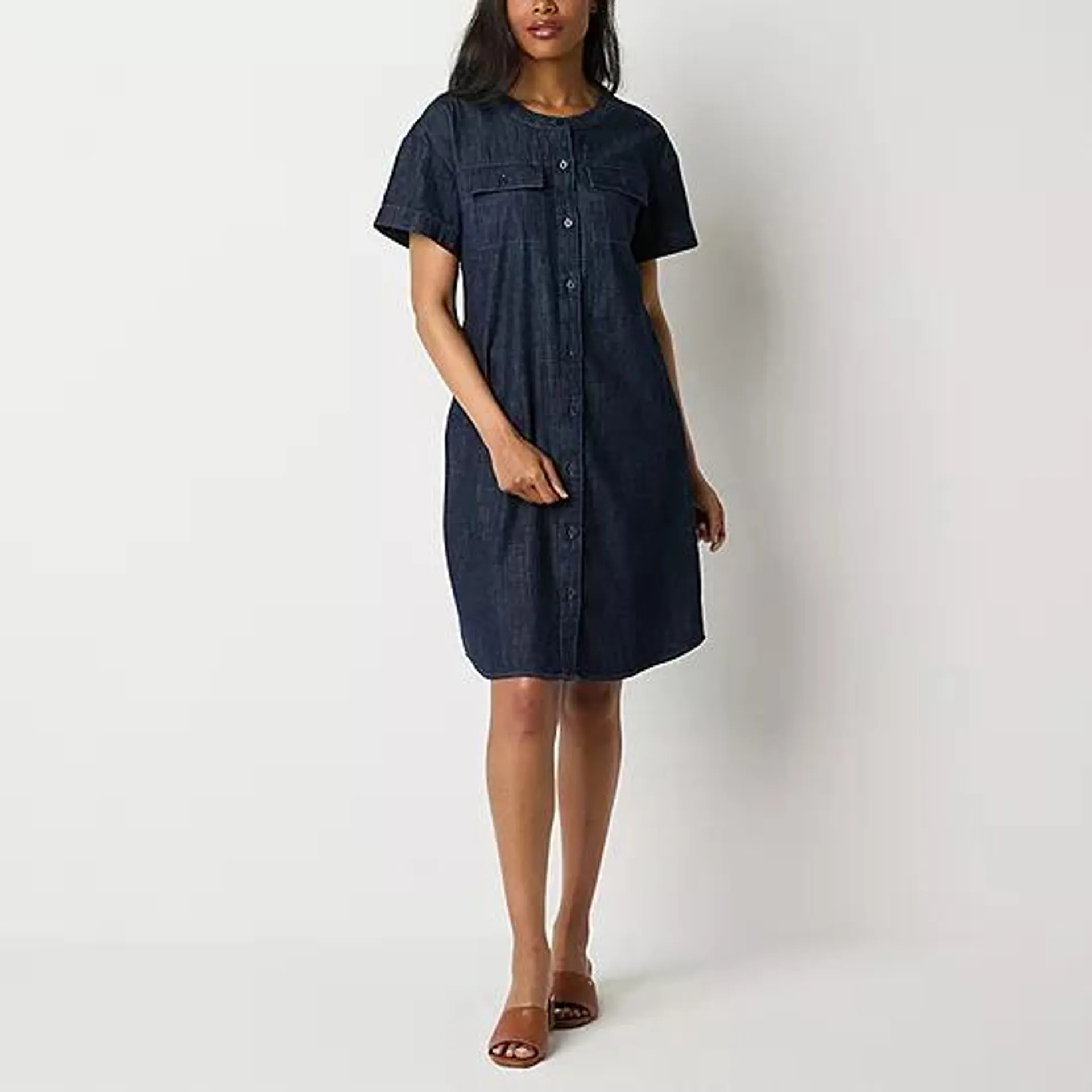 new! Liz Claiborne Short Sleeve Shirt Dress