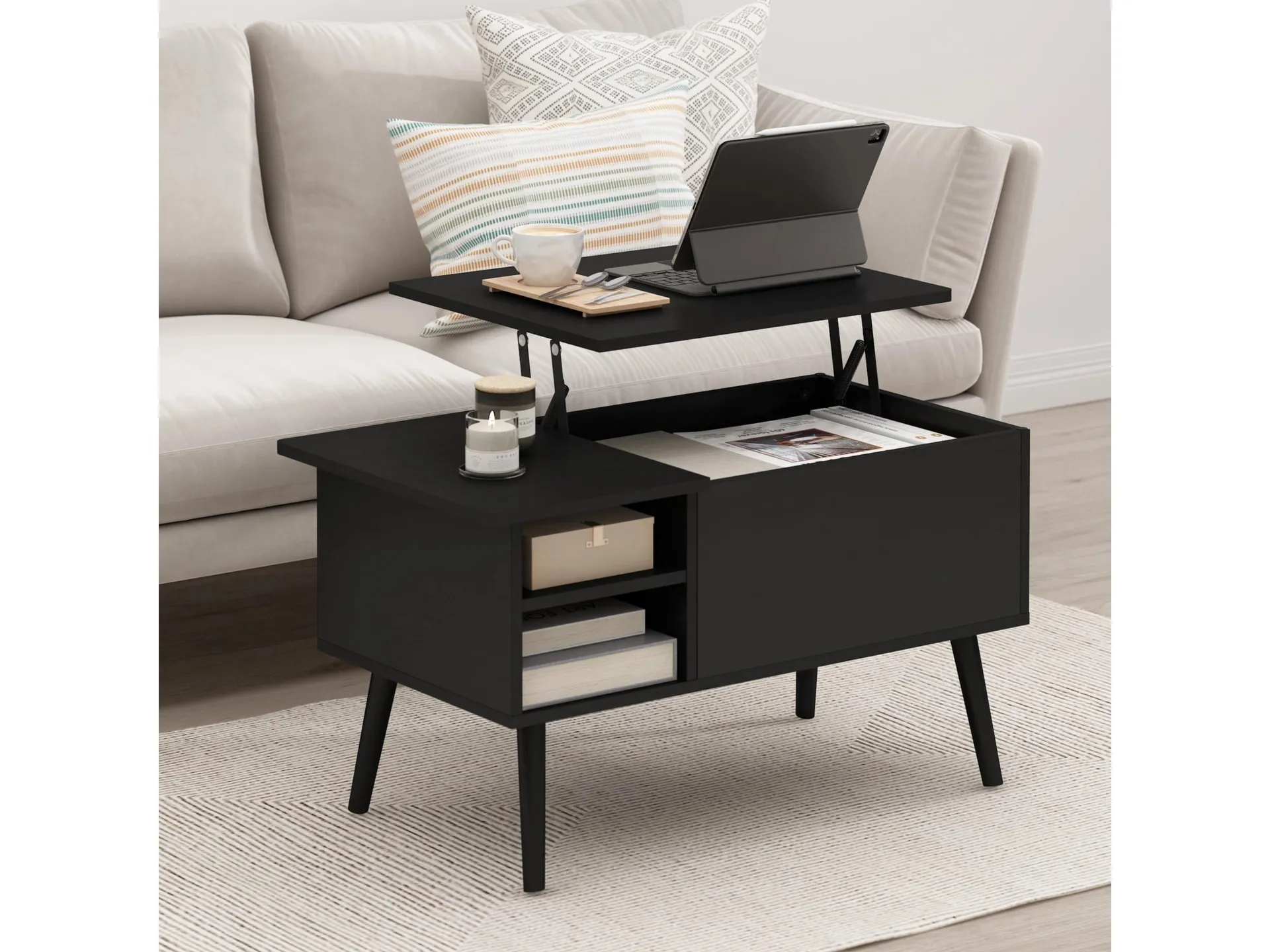 Furinno Jensen Lift Top Coffee Table With Legs